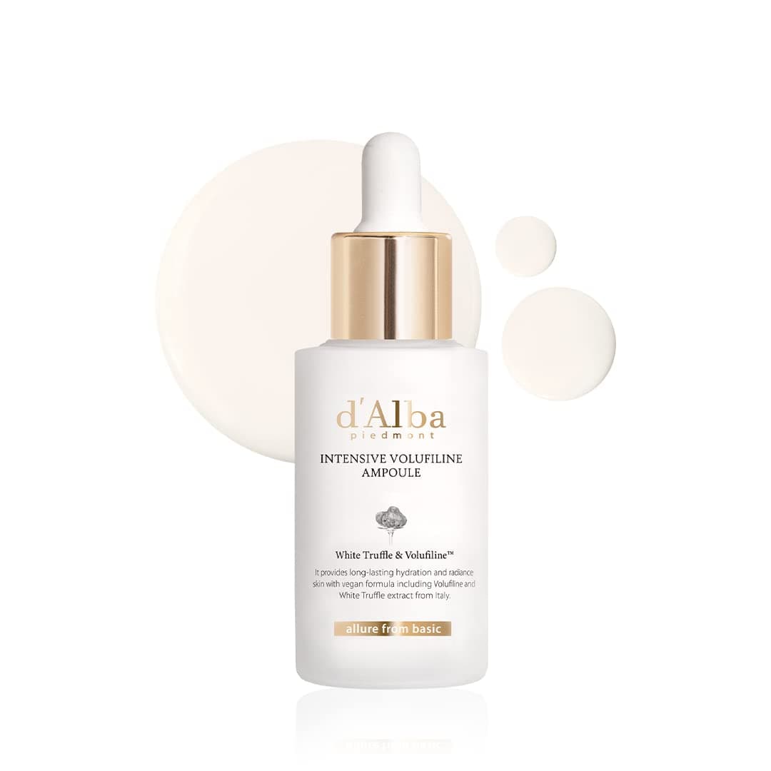 d'alba Piedmont White Truffle Intensive Volufiline Ampoule (1.01 Fl. Oz), Milky Serum, Skin Firming, Volufiline 50,000ppm, elasticity care and nourishment, Korean Skin Care