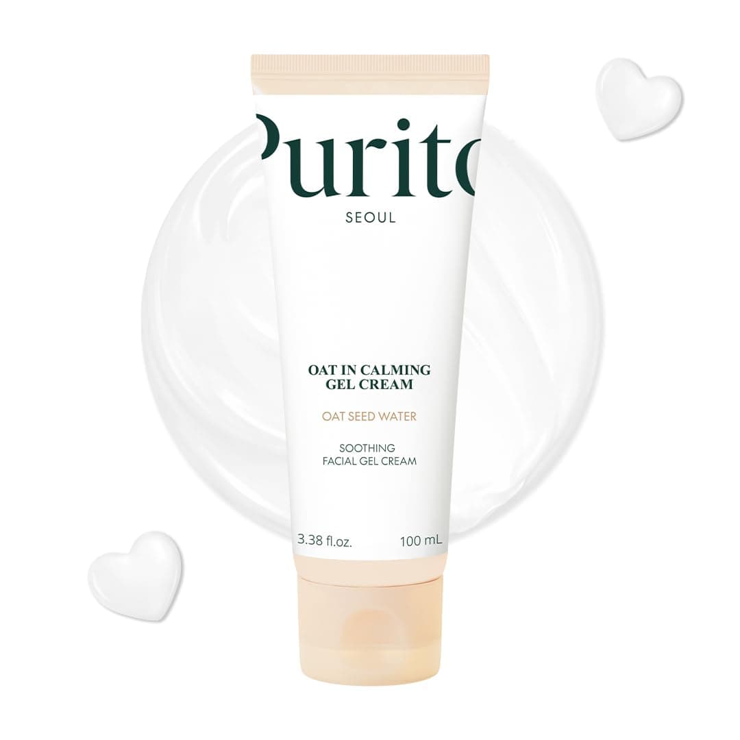 PURITO Oat In Calming Gel Cream, Non-Comedogenic, 77% Oat Seed Water Lightweight Water-Gel Face Moisturizer, Fragrance-Free, Vegan Korean Skincare, Sensitive & Blemish-Prone Skin, 100 mL 1