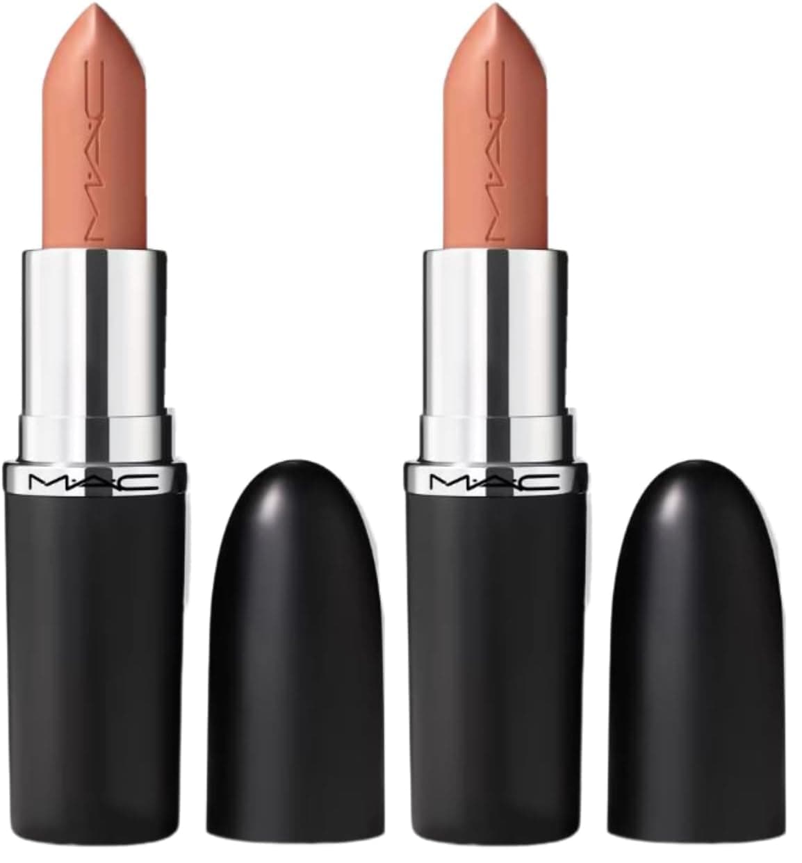 MAC Cosmetics M.A.Cximal Sleek Satin Lipstick - 833 Creme D'Nude (pale peachy beige) - 0.12 oz / 3.5 g (Pack of 2)