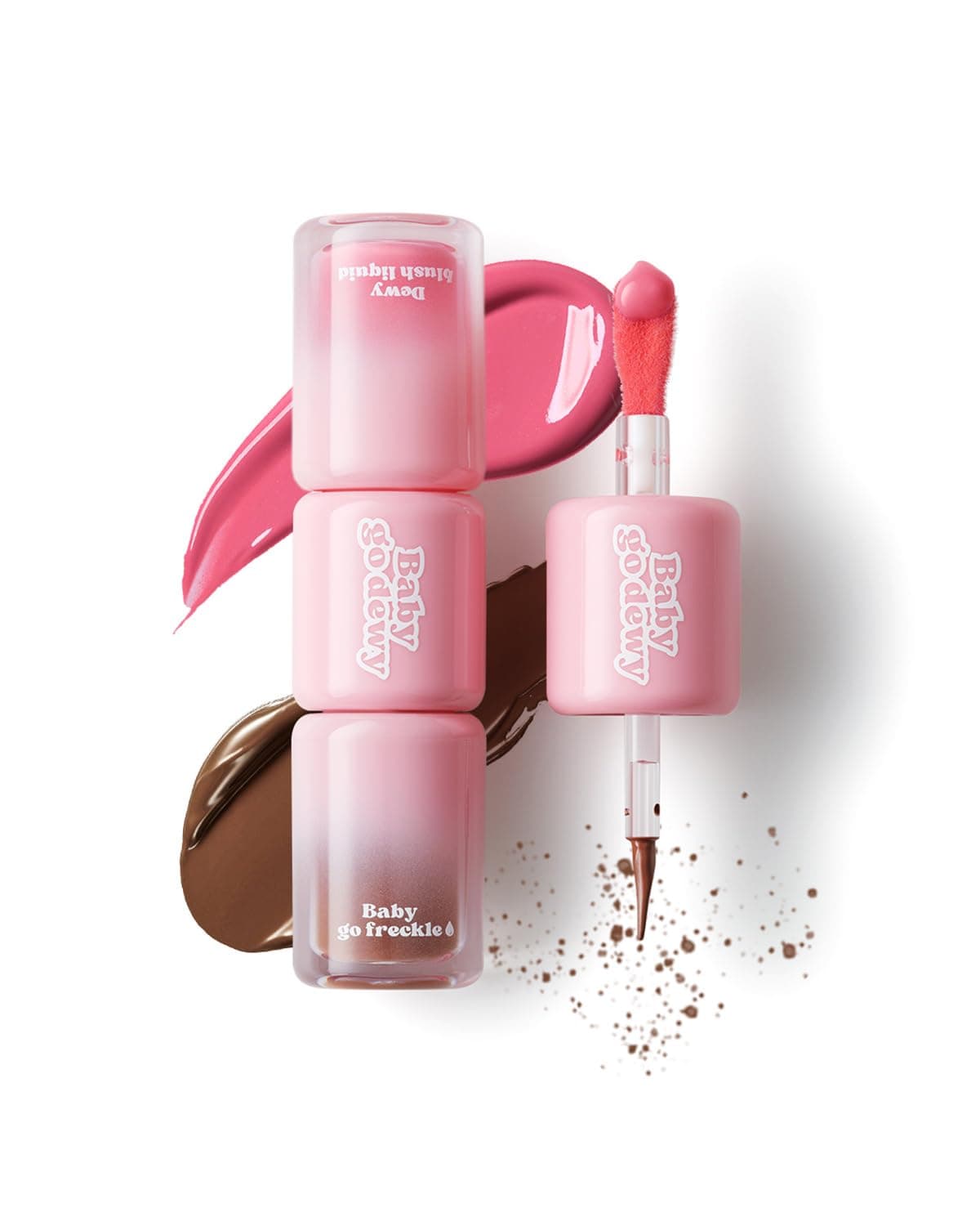 Baby Go Dewy [Blush & Freckles 2-in-1] Liquid Blush with Freckle Pen, Buildable & Waterproof, Long-lasting Formula for Natural Rosy Flush (Rosydew)