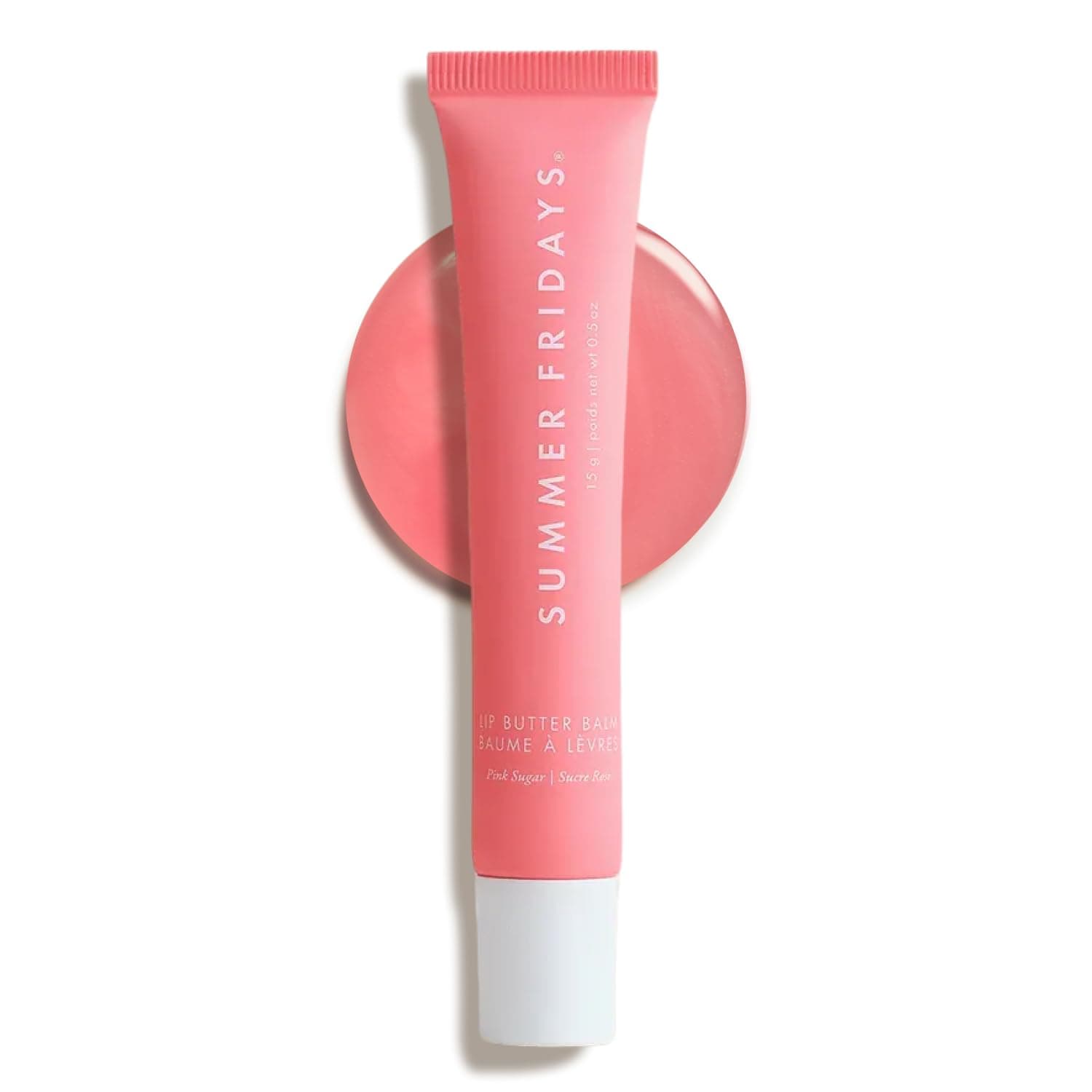 Summer Fridays Lip Butter Balm - Moisturizing Lip Gloss for Instant Shine + Sheer Color - With Nourishing Shea Butter - Everyday Makeup + Skin Care Summer Essentials - Vegan - Pink Sugar (.5 Oz)