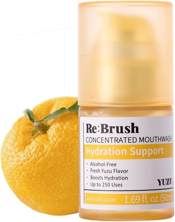 Alcohol-Free Concentrated Mouthwash, Juicy Cleaning Care, Travel Size Pump, Portable Flavored Korean Mouthwash, Oral Rinse, Daily AM/PM Routine, 50 mL/1.7 Fl Oz (Yuzu)