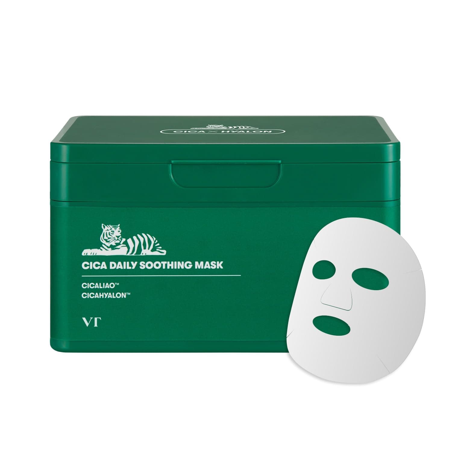 VT COSMETICS CICA Daily Soothing Mask 30 Sheets, Centella Asiatica & Hyaluronic Acid for Moisturizing & Hydrating, Instant Calm & Glow, Skin Softening Facial Mask, Korean Face Mask 1