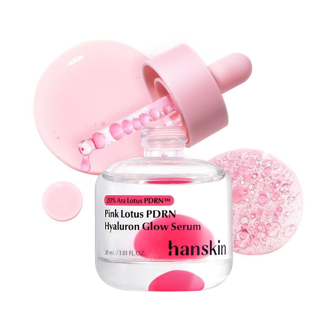 Hanskin PDRN Pink Peptide Hyaluron Glow Serum - 200,000ppm Pink Lotus Vegan PDRN | Intensive Hydrating Glow Ball Essence for Glass Skin, Plumping & Firming | Korean Skincare 1.01 fl. oz.