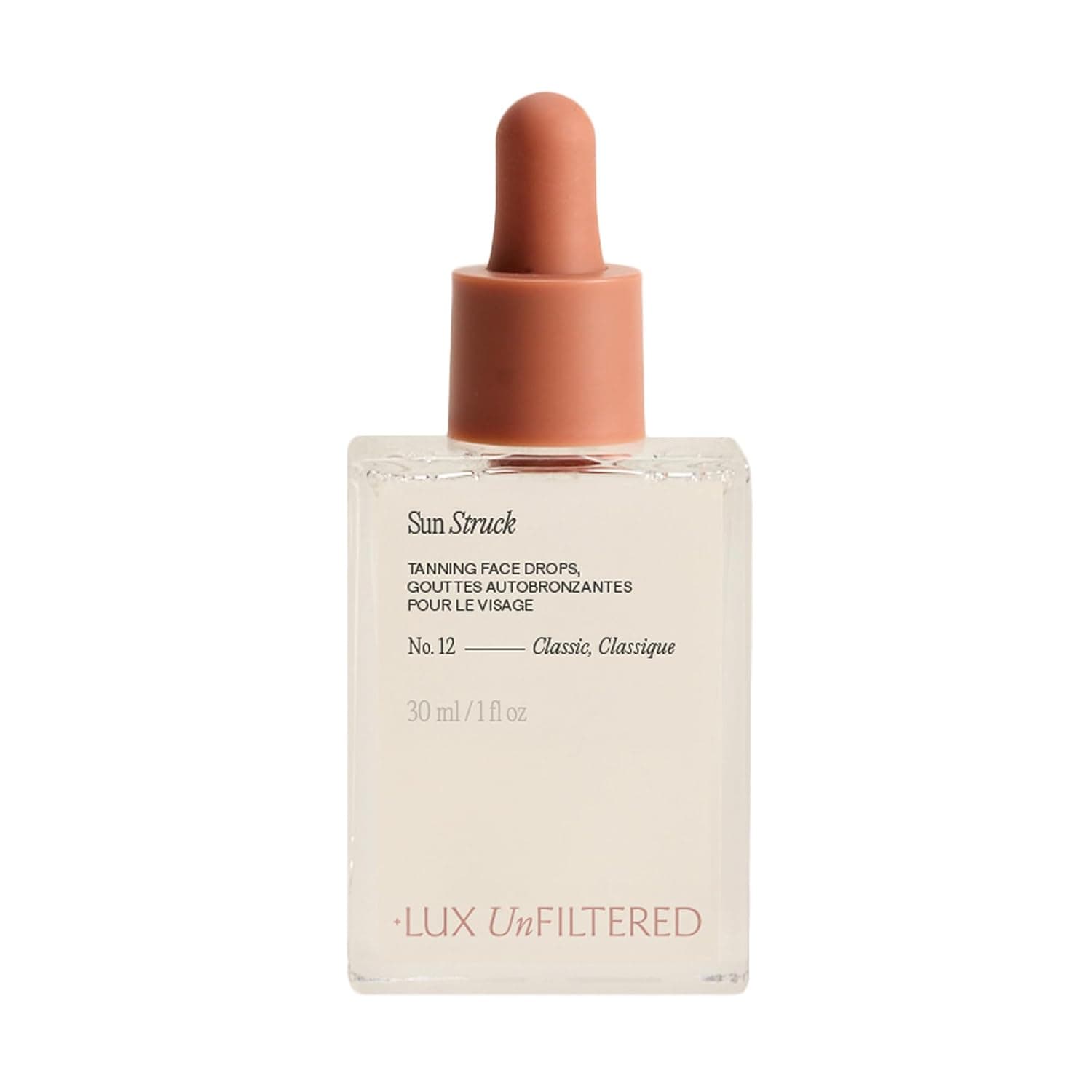 + Lux Unfiltered N°12 Sun Struck Bronzing Face Tanning Drops - Gradual Self Tanner - Natural Glow, Streak-Free, Fragrance Free - Hyaluronic Acid & Vitamin E - Vegan & Cruelty Free - Classic