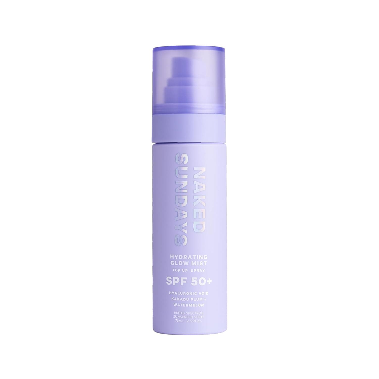 Naked Sundays SPF 50 Hydrating Glow Face Mist - Daily Sunscreen Spray & Makeup Setting Spray with Hyaluronic Acid, Lightweight, Non-Greasy & Hydrating, 75ml