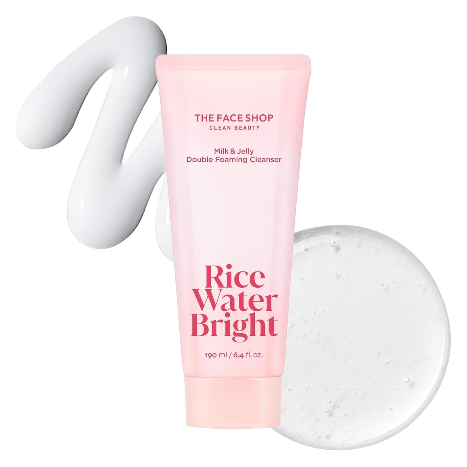 THE FACE SHOP Rice Water Bright Milk & Jelly Double Cleanser, 2-in-1 Makeup Remover & Face Wash, Hydrating, Moisturizing, Korean Skin Care, Vegan, 6.4 fl. oz. 1