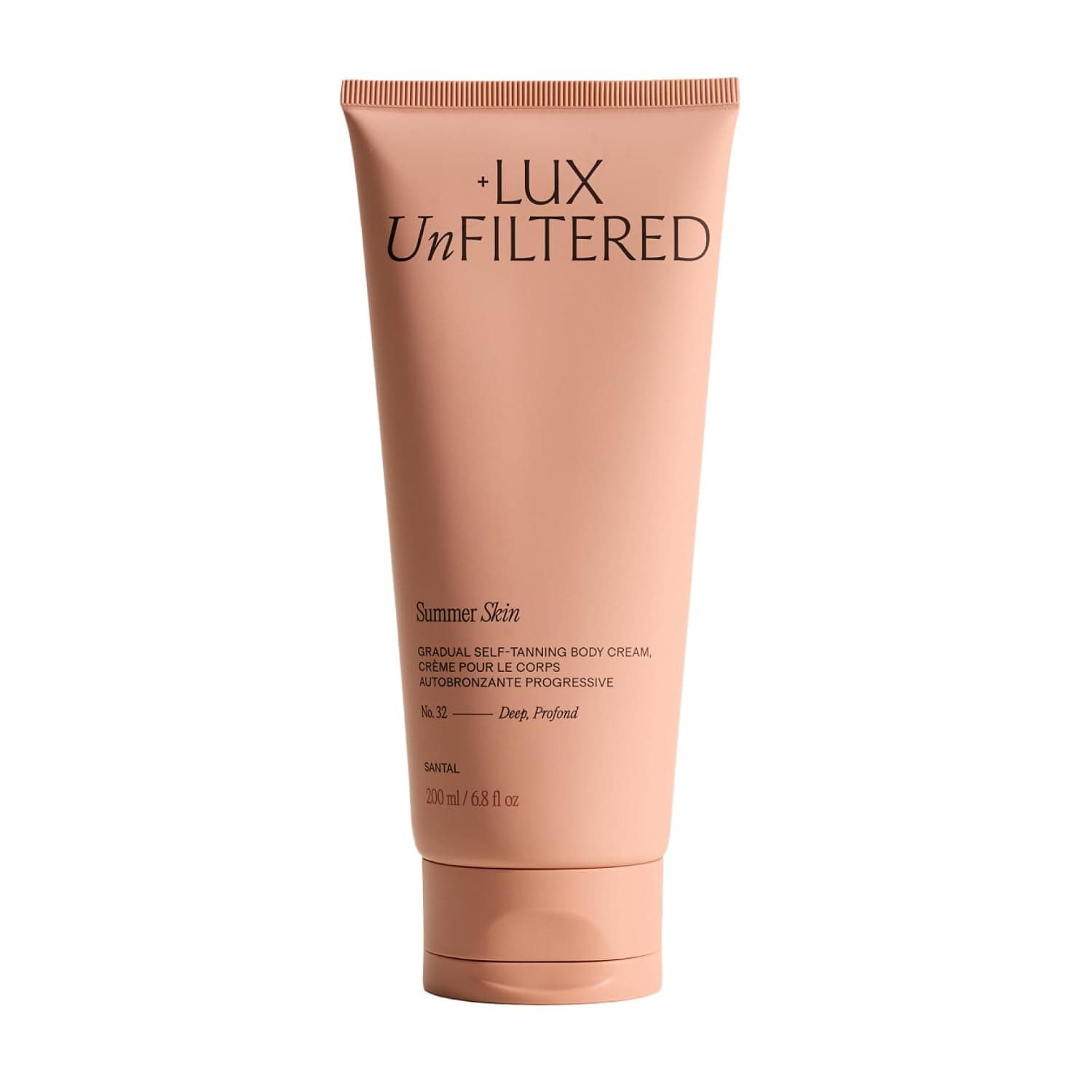 + Lux Unfiltered N°32 Summer Skin Deep Gradual Self Tanner, Hydrating Self Tanning Lotion - Shea Butter & Squalane - Non-Sticky, No Transfer, Natural-Looking Tan - Vegan Sunless Tanner - Santal