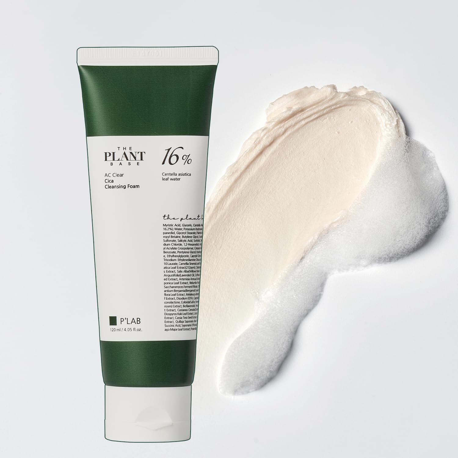THE PLANT BASE AC Clear Cica Cleansing Foam 120ml | Centella asiatica leaf 16% | AHA+BHA+PHA+LHA Cleanser | Plant-based | Korean Skin Care, Korean Skincare, Kbeauty, K Beauty, Korean Beauty 1