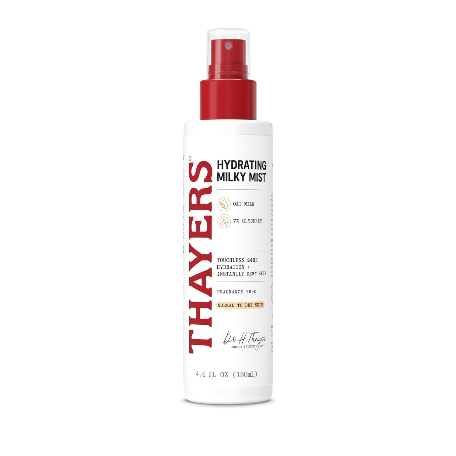 THAYERS Milky Mist with Oat Milk & 7% Glycerin, Facial Spray for Skin Barrier Repair & 24 Hour Hydration, Toner Spray Made for All Skin Types, Fragrance-Free, 4.4 fl oz