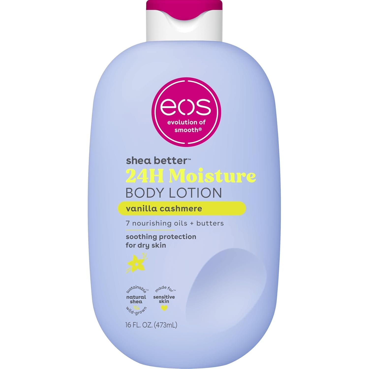 eos Shea Better Body Lotion Vanilla Cashmere, 24-Hour Moisture Skin Care, Lightweight & Non-Greasy, Natural Shea, Vegan, Vanilla Body Lotion, 16 fl oz 1