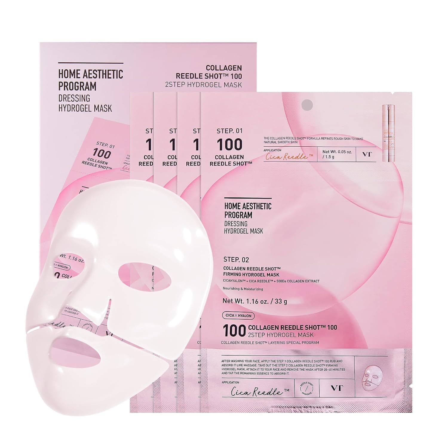 VT COSMETICS Collagen Reedle Shot 100 2-Step Hydrogel Mask (4ea)