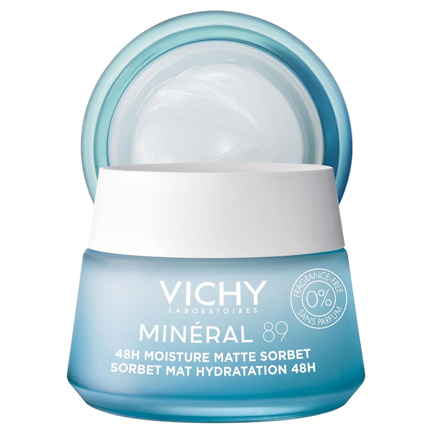 Vichy Mineral 89 Fragrance Free Cream, Moisture Boosting Cream with Hyaluronic Acid, Daily Face Moisturizer, Available in 3 Formulas For All Skin Types, Dry & Sensitive Skin & Mattifying for Oily Skin
