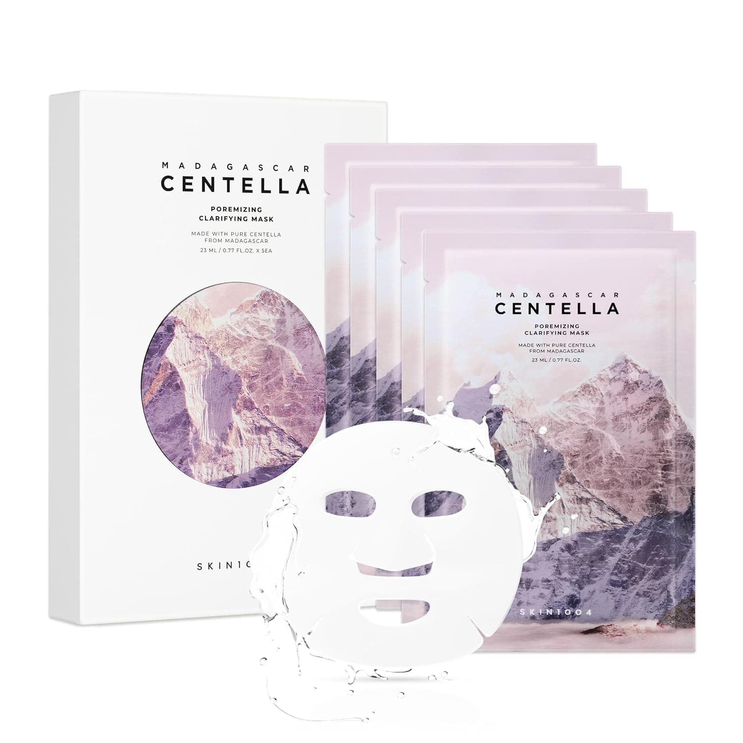 SKIN1004 Poremizing Clarifying Mask, Face Mask Skincare for Pore Elasticity, Pore Minimizer for face, Gentle Exfoliating Sheet Mask for Sebum & Impurities, Korean Skin Care, 0.77 fl oz / 23ml * 5ea
