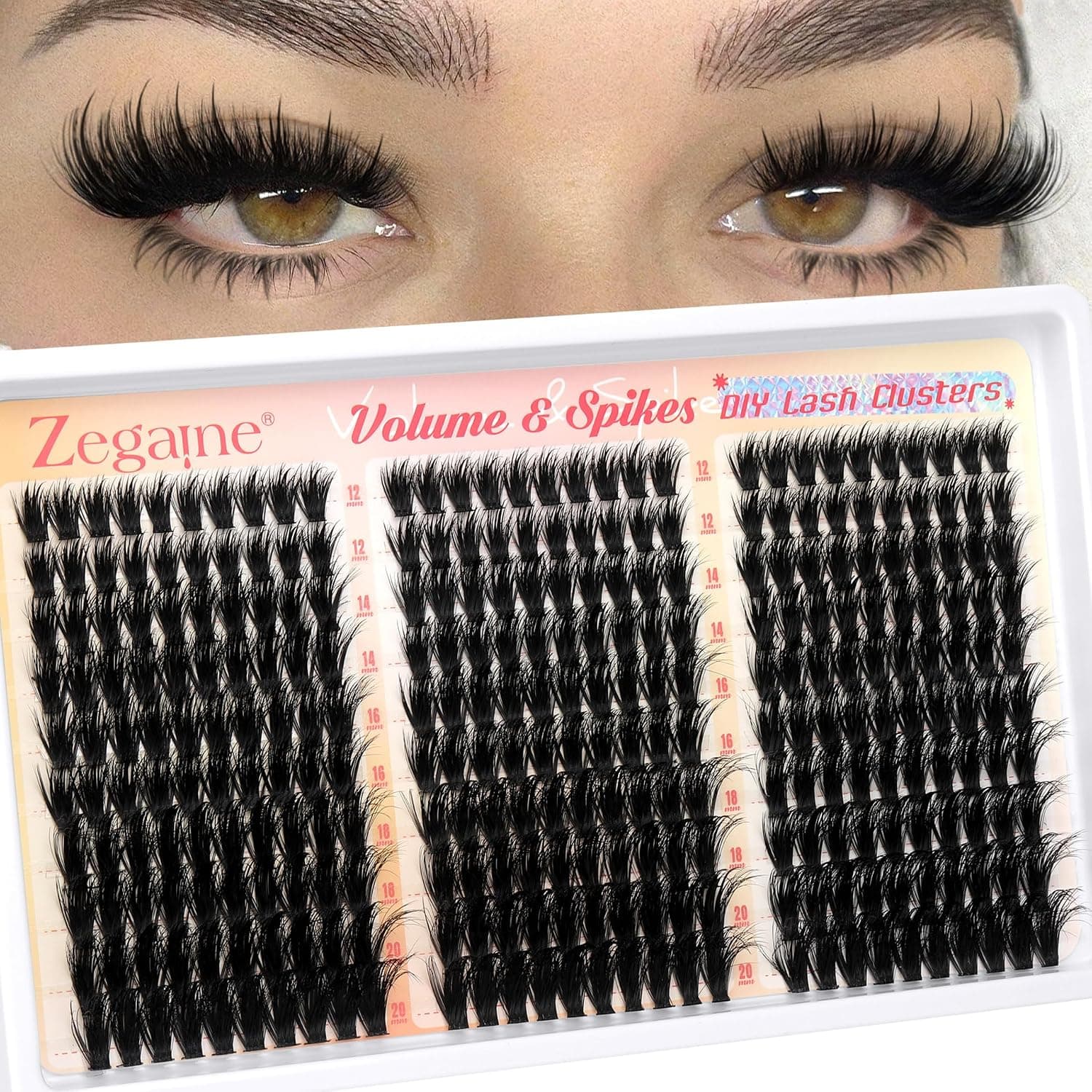 Wispy Lash Clusters With Spikes Volume Eyelash Clusters 300Pcs D-Curly Cluster Eyelash Extensions 12-20MM Long 120D Fluffier Individual Lashes Spikes Lash Clusters Pestañas Pelo a Pelo by Zegaine