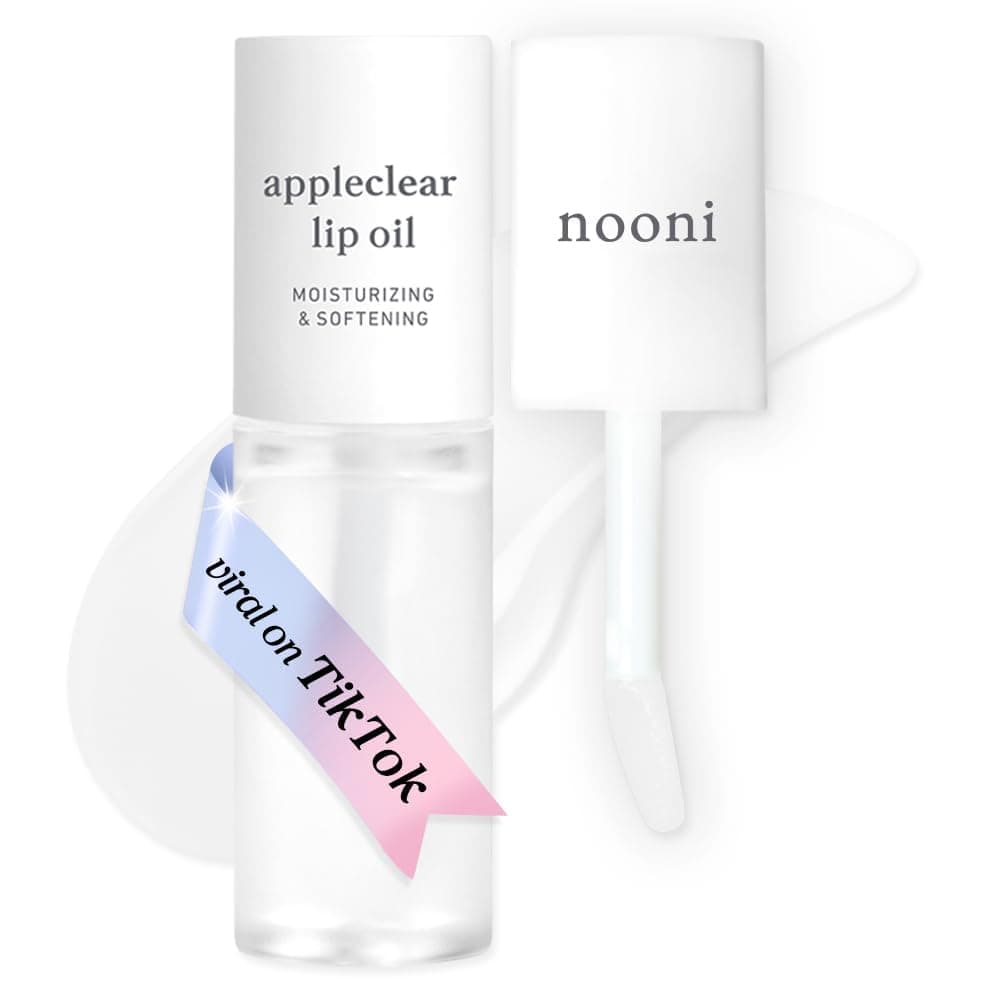NOONI Korean Lip Oil - Appleclear | Long-Lasting, Moisturizing, Plumping, Revitalizing for Dry Lips, Waterproof, No Peel Off, Hydrating Lip Stain, Nourishing Crystal Clear Stocking Stuffers 0.12 FL Oz