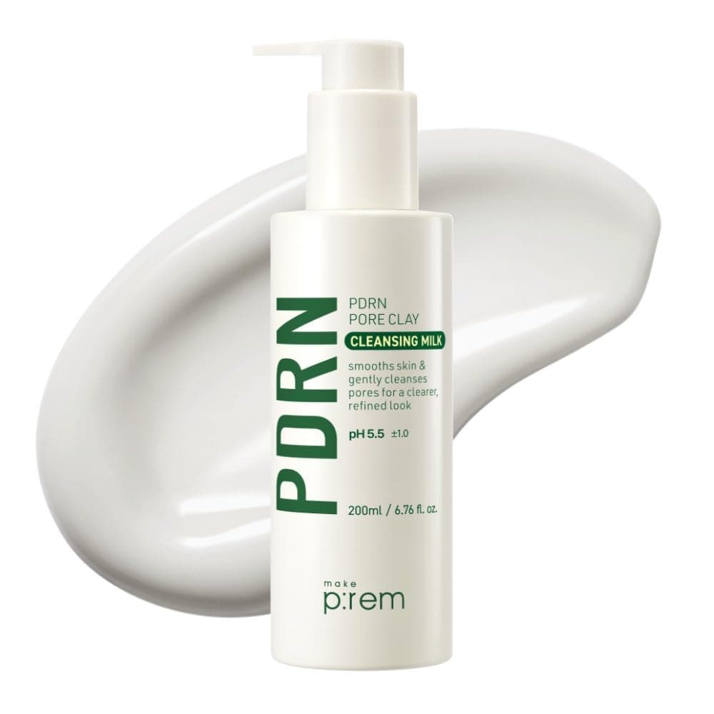 MAKE P:REM PDRN Pore Clay Cleansing Milk, Hydrating Gentle Face Wash for Sensitive Skin, Korean Face Wash, Milky Cleanser, 6.76 fl.oz. (200ml)