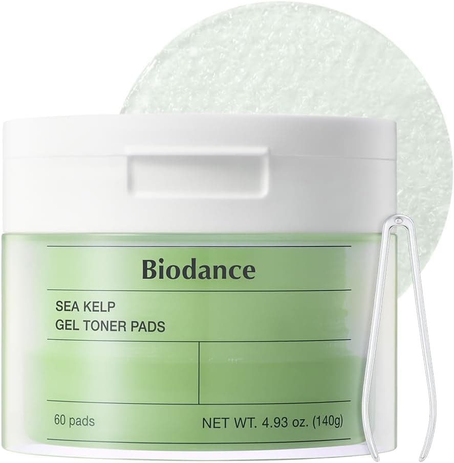 Biodance Sea Kelp Gel Toner Pads, Calming Toner Pads for Sensitive Skin, Oil & Sebum Control, Refreshing Blemish Care, Pre-Soaked Pads, Korean Skin Careㅣ60 Pads