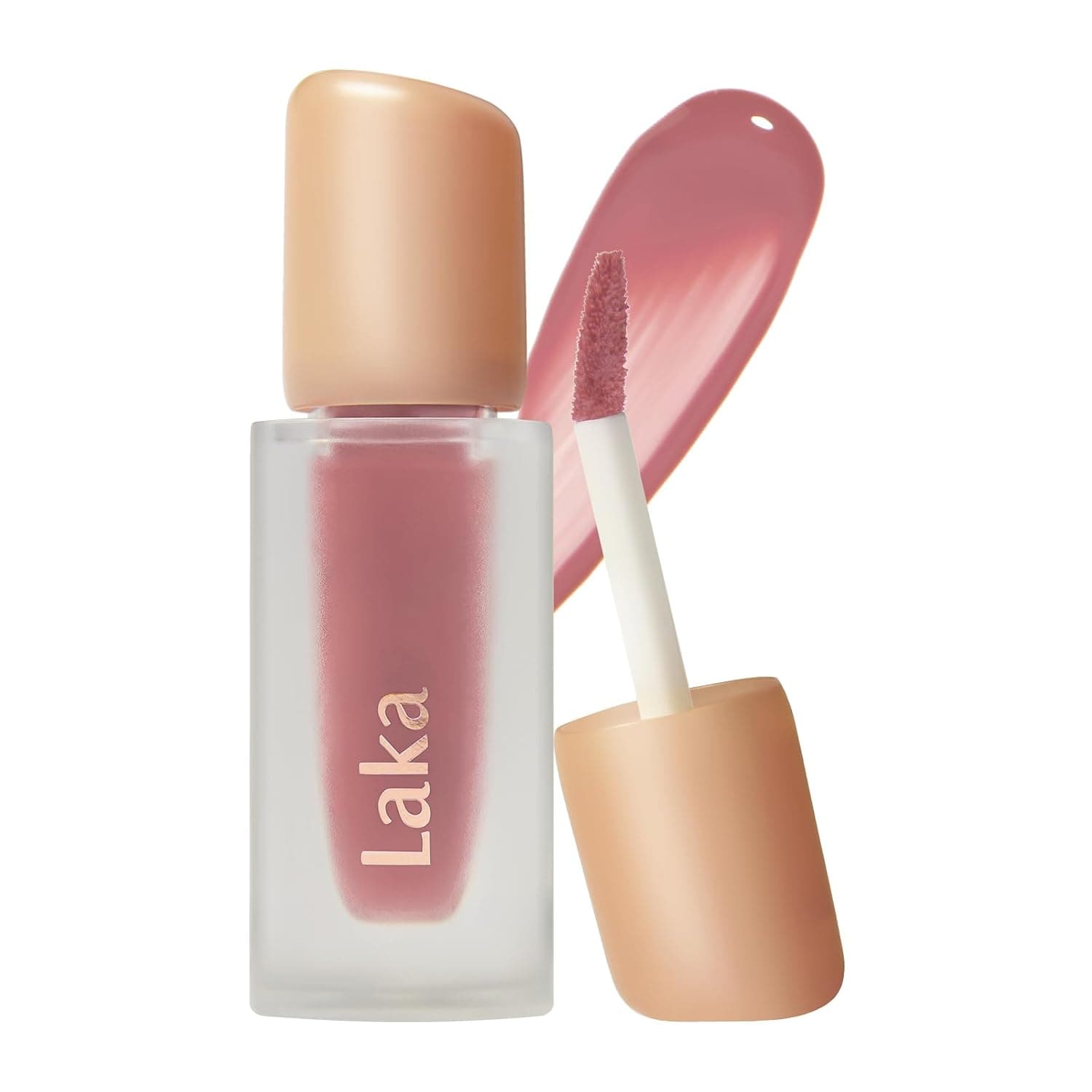 Laka Fruity Glam Tint | Glowing Korean Lip Tint with Hydrating Lightweight Texture | Buildable Color, Non-Sticky High Shine Gloss | K-Beauty Korean Makeup | #124 Maro, 0.15oz