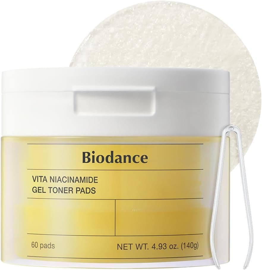 Biodance Vita Niacinamide Gel Toner Pads, Dark Spot Corrector, Evening Skin Tone, Gentle Exfoliating Toner Pads with Vitamin C, Pre-Soaked Pads, Korean Skin Careㅣ60 Pads