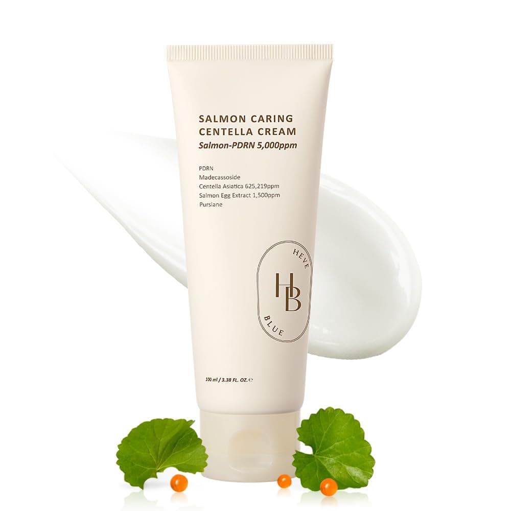 HEVEBLUE Salmon Caring Centella Cream - Salmon PDRN, Salmon Egg Extract, Centella, Madecassoside, Improve Skin Moisture Loss, Restore and Rejuvenate, Low Irritation, Korean Skincare, Valentine Gift 1