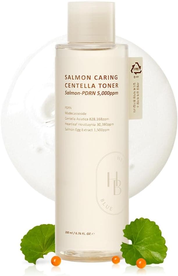 HEVEBLUE Salmon Caring Centella Toner - Salmon PDRN, pH 5.5, Salmon Egg Extract, Centella, Madecassoside, Restore and Rejuvenate, Refine Skin Texture, Low Irritation, Korean Skincare, K-Beauty 1