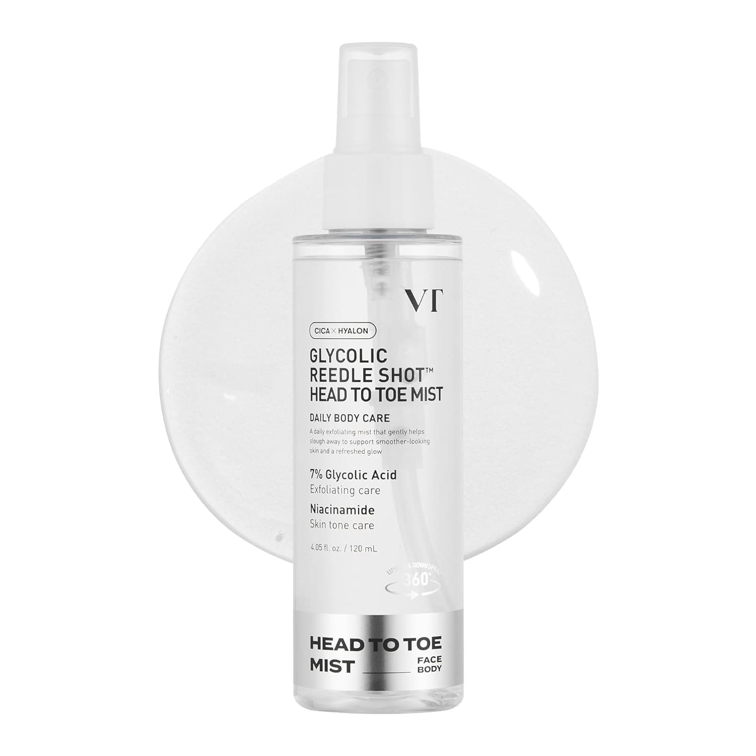 VT COSMETICS 7% Glycolic Acid Reedle Shot Head-to-Toe Mist, 4.05 fl oz