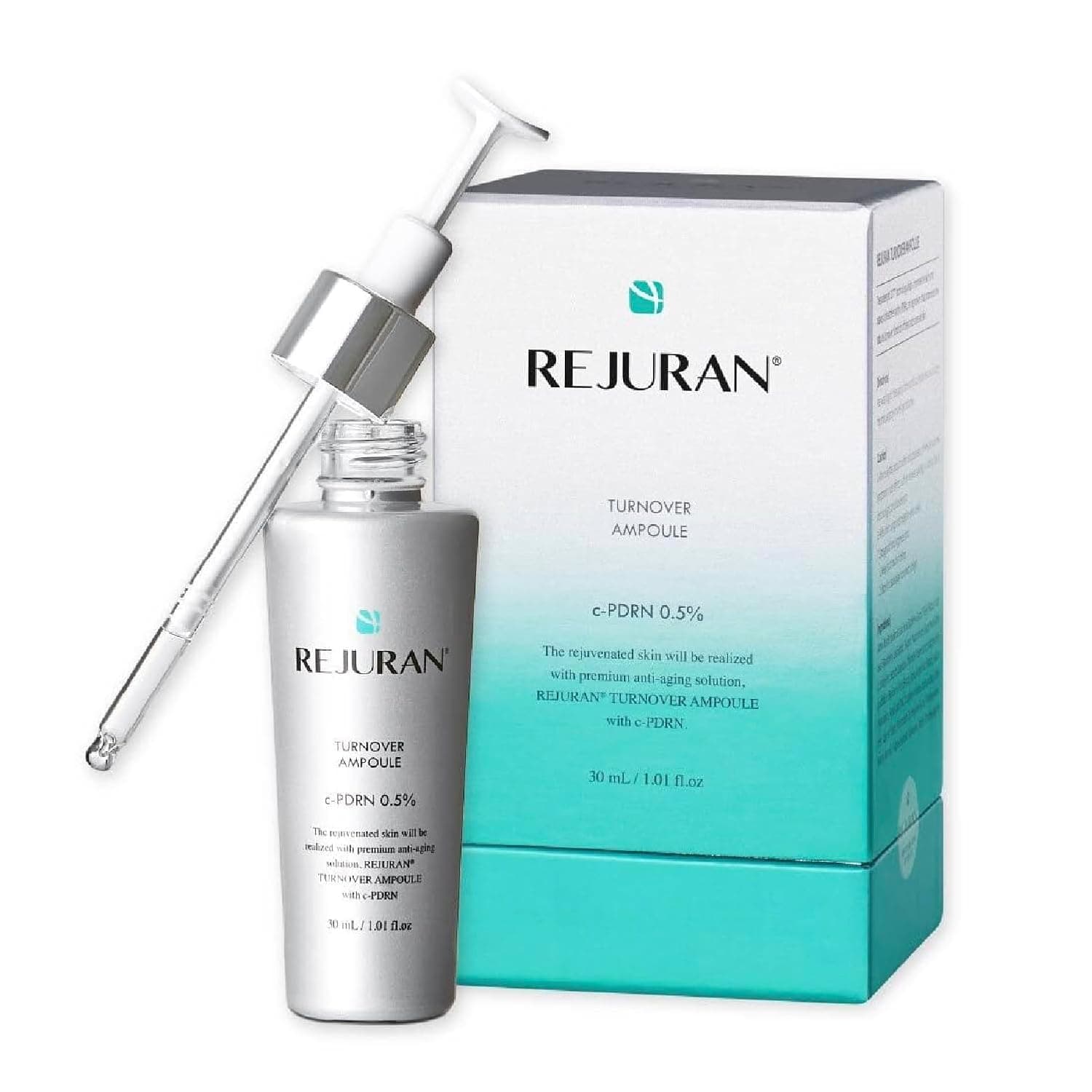 REJURAN Turnover Ampoule, c-PDRN® Face Serum, 1.01 fl oz | Original Salmon DNA PDRN Serum for Skin Renewal, Hydrating, Firming, Glass Skin Glow, Skin Texture Care, Korean skincare