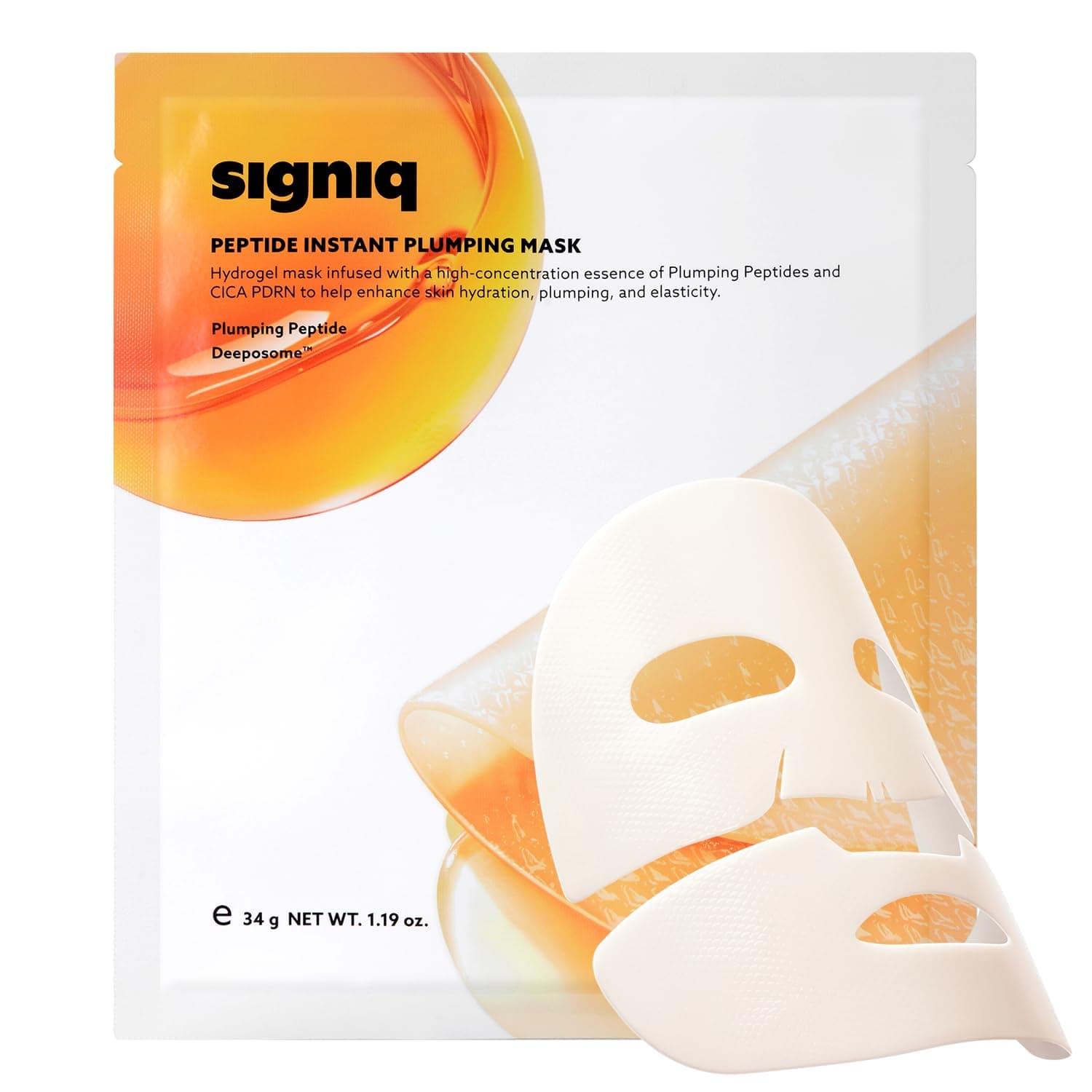 signiq Peptide Instant Plumping Mask, Embossed Hydrogel Mask, Lifting, Firming, PDRN, Skin-Elasticity, Korean Skincare, 34g x 3ea 1
