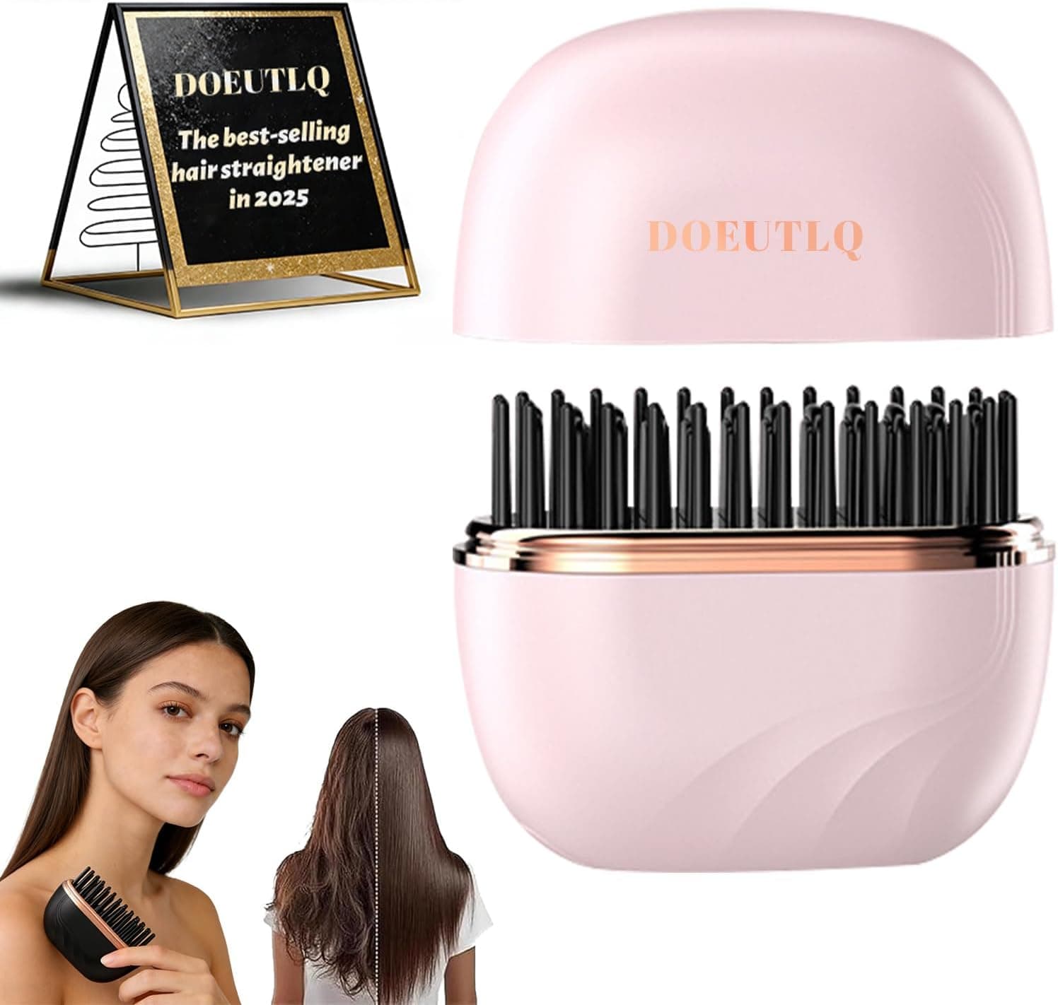 Mini Hair Straightener Portable 2026 Cordless Curling Iron Small Flat Steam Hair Straightener Brush Travel Hot Styling Tools for Women Wireless Tiny Ceramic Hairdressing Comb Size