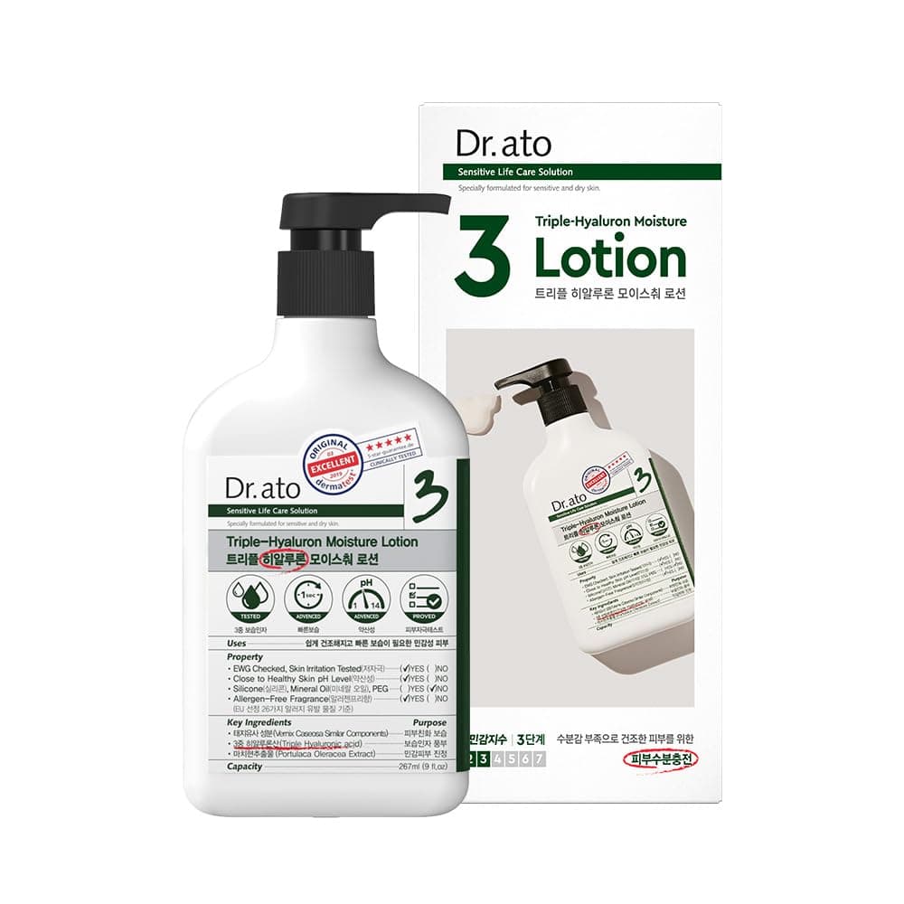 Dr.ato Dr. ato Rapid Moisturizing Daily Lotion for Body & Face with Triple Hyaluronic Acid, Vegan, Korean Skincare (10.4 Fl Oz)