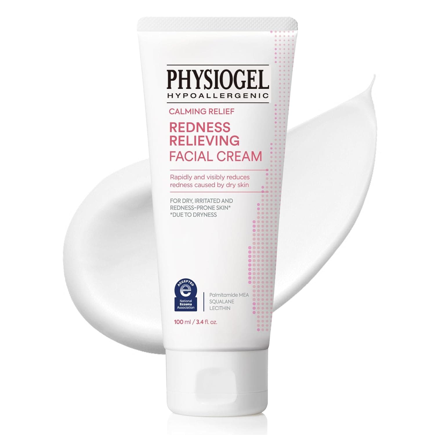 PHYSIOGEL Calming Relief Redness Relieving Facial Cream, Soothing Face Moisturizer with Squalane, For Dry, Irritated & Redness-Prone Skin, 3.4 fl. oz.