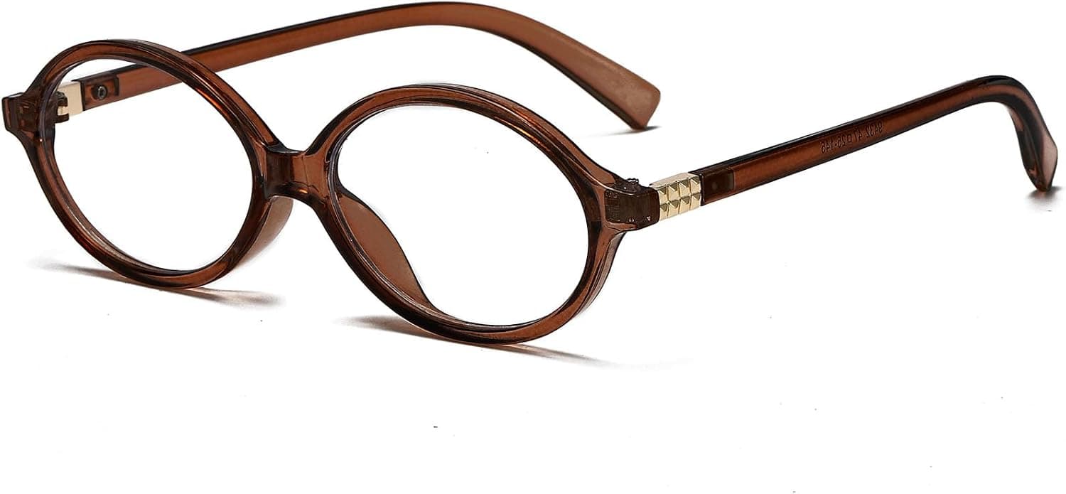 Fashion Oval Glasses for Women Men Retro Round Tortoise Frame Blue Light Glasses Nerd Eyeglasses