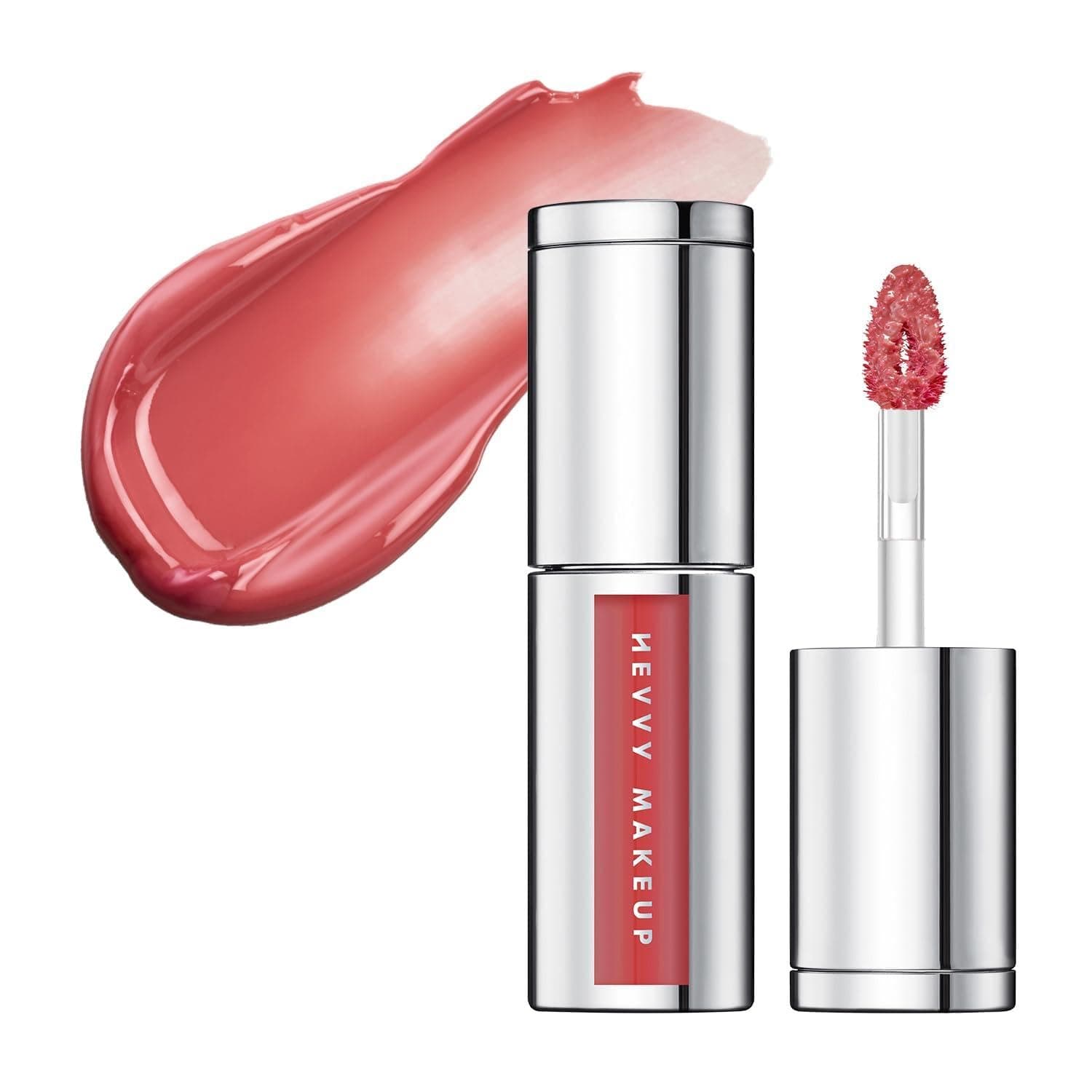 HEVVY MAKEUP First Stain Glow Tint – Glossy Lip Stain with Long Lasting Color, Non-Sticky Lightweight Finish, Vegan & Cruelty-Free K-Beauty Lip Tint for Natural Glow, Dawn Rose, 0.11 fl oz / 3.3 ml