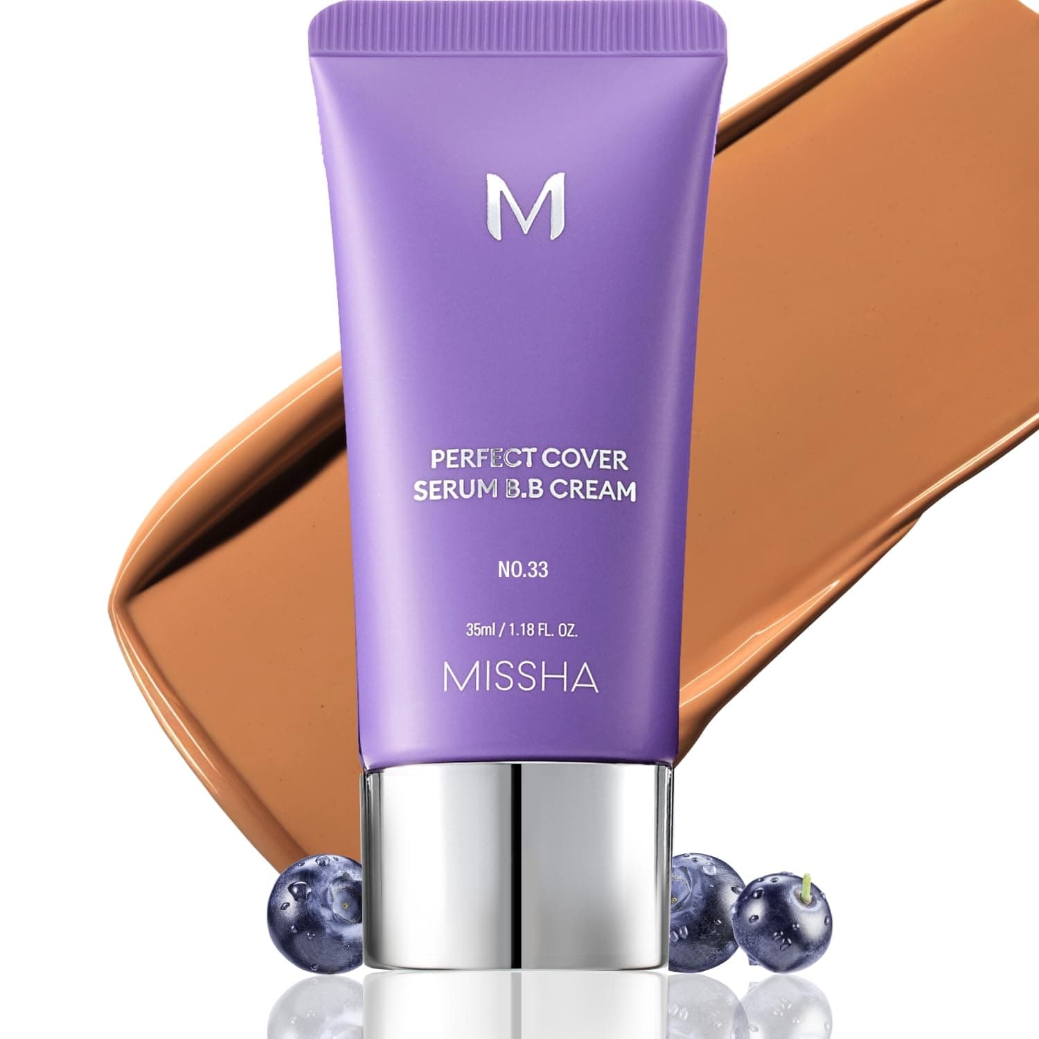 MISSHA M PERFECT COVER SERUM BB CREAM No.33 Tan -Tan with Warm Undertone, Skin Tint, Tinted Moisturizer, Skin Care Foundation Makeup, Korean Makeup, 1.18 Fl oz