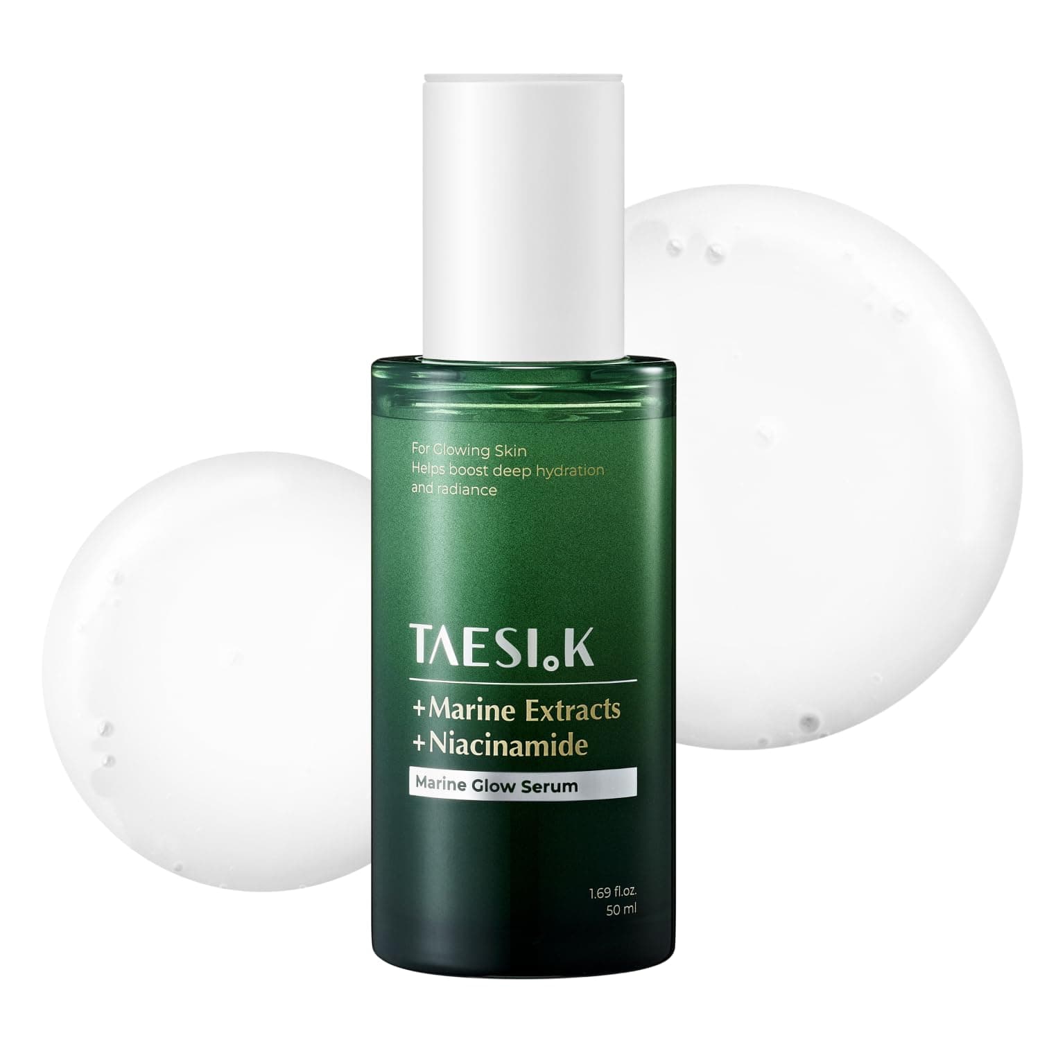 Marine Glow Serum, Deep Hydration Glass Skin Serum with Marine Complex & Niacinamide, Cooling Soothing Inner Glow for Dull & Dehydrated Skin, Korean Skin Care (1.69 Fl Oz / 50ml)