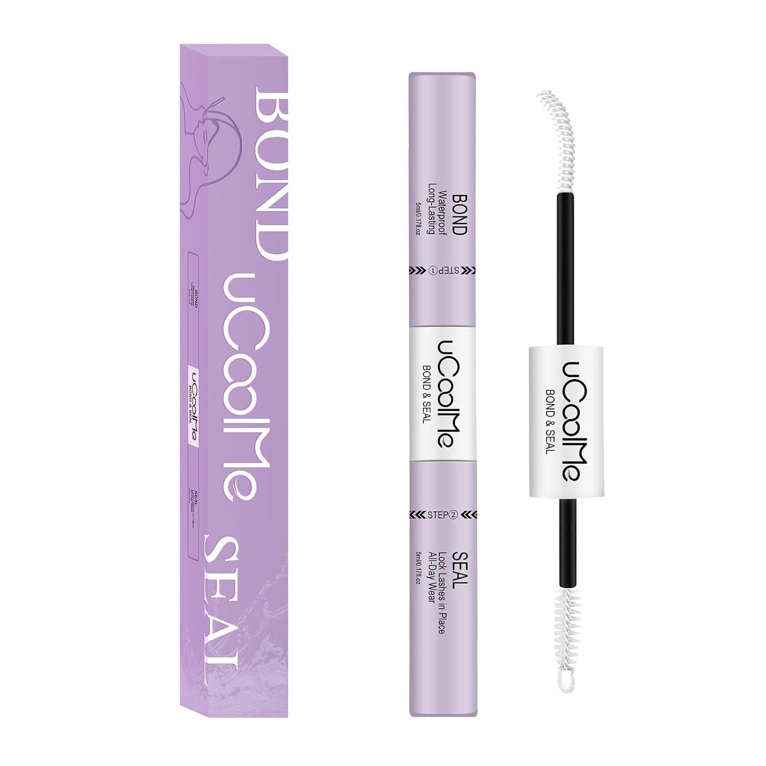 uCoolMe Lash Bond and Seal Waterproof 10ML for Lash Clusters 144Hours SuperStrong Long-Lasting Non-Irritating Eyelash Glue for DIY at Home(White,10ML)