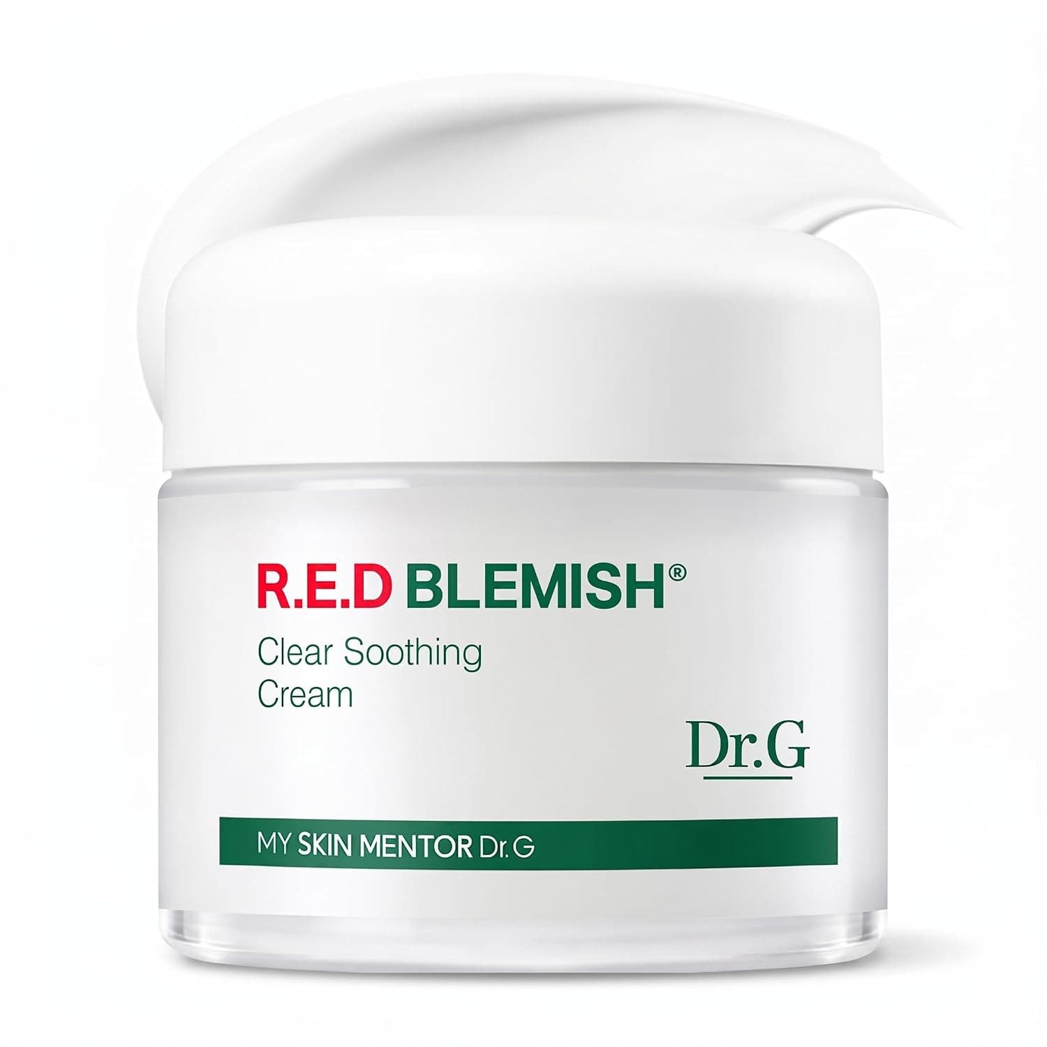 Dr. G R.E.D. Blemish Clear Soothing Cream - Calming Korean Moisturizer for Redness - Soothes Acne & Irritation - With Centella Asiatica - Long-Lasting Hydration - 2.36 fl oz