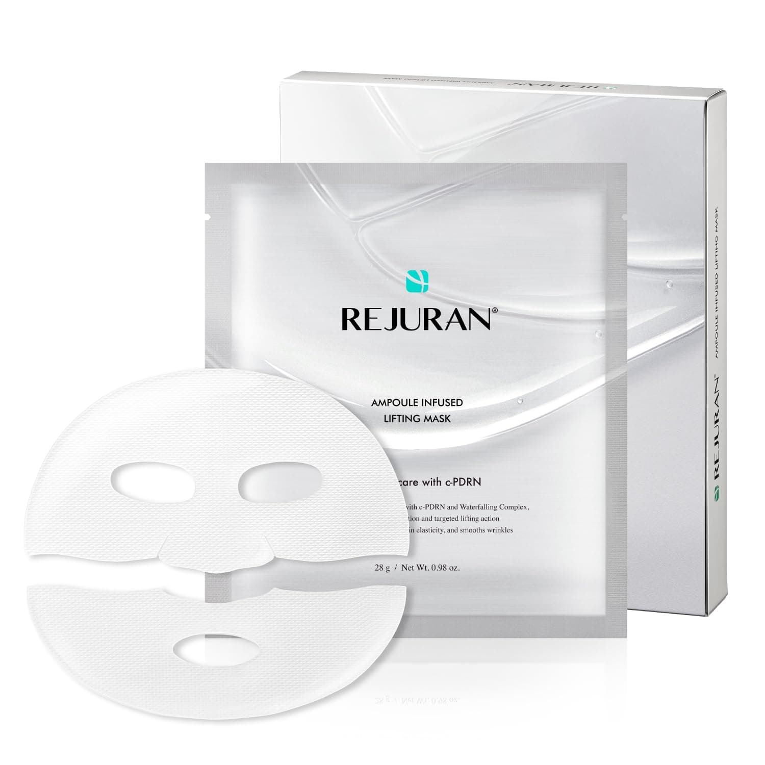 REJURAN® Ampoule Infused Lifting Mask, DOT™ c-PDRN® – Firming & Pore-Tightening Hydrogel Sheet with Waterfalling Complex for Radiant, Elastic-Looking Skin, Korean Skin Care (28g x 4ea)