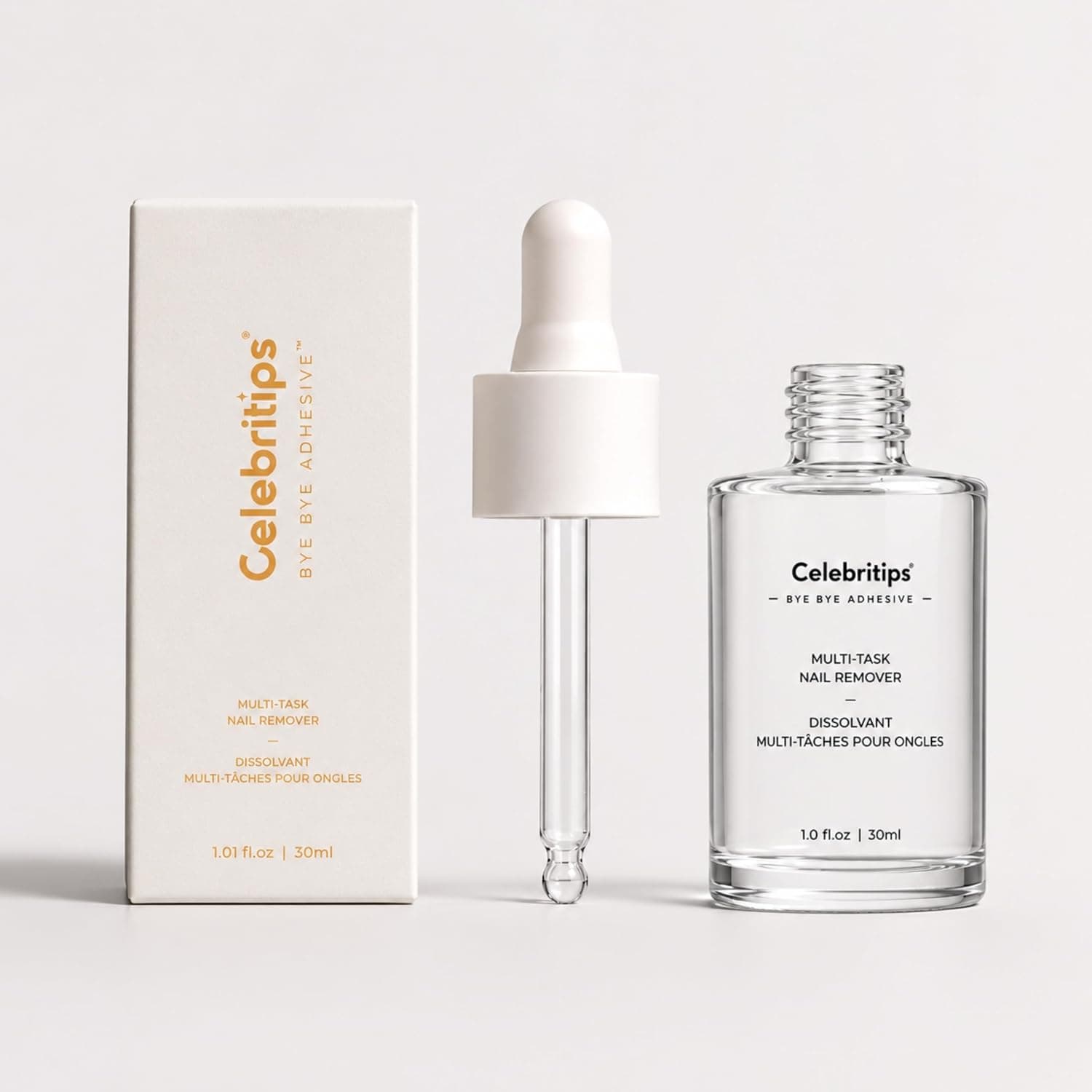 Celebritips Bye Bye Adhesive™ | Press-On Nail Remover | Odorless, Non-toxic, Gentle | 30ml (1.01 fl.oz)