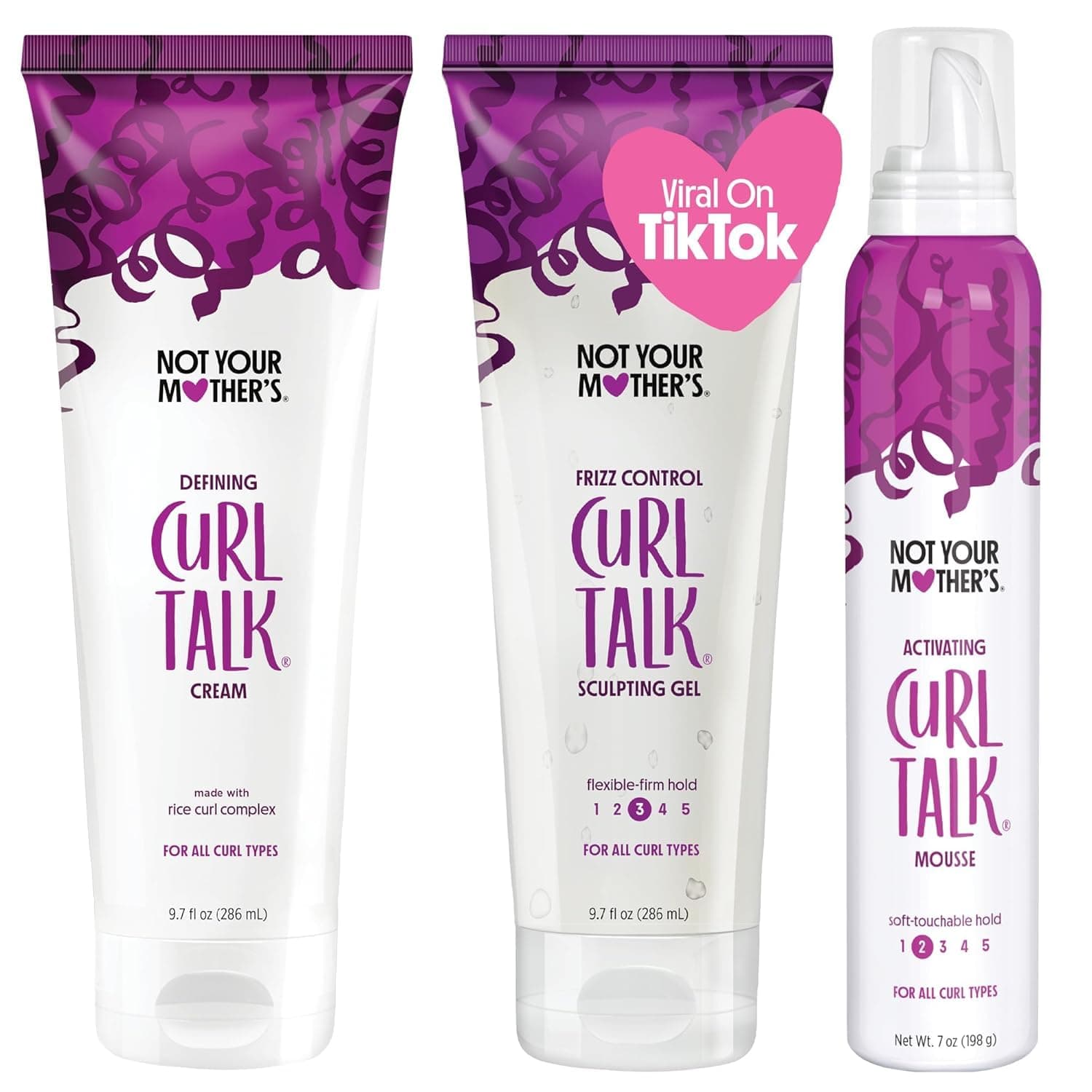 Not Your Mother's Curl Talk Kit, 9.7 fl.oz Defining Cream, 9.7 fl.oz Frizz Control Styling Gel & 7 oz Activating Mousse 1