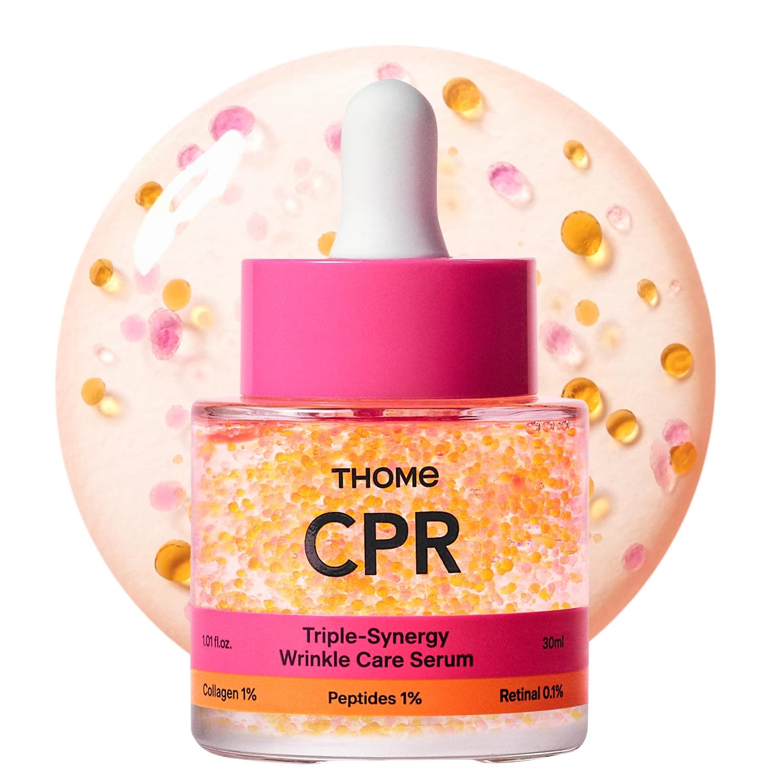 THOME CPR Serum - Collagen 1% + Peptide 1% + Retinal 0.1% Triple Synergy Mechanism, High Potency Firming Serum for Fine Lines & Wrinkles, Texture & Pore Refining, Korean Skincare, 1.01 fl oz.