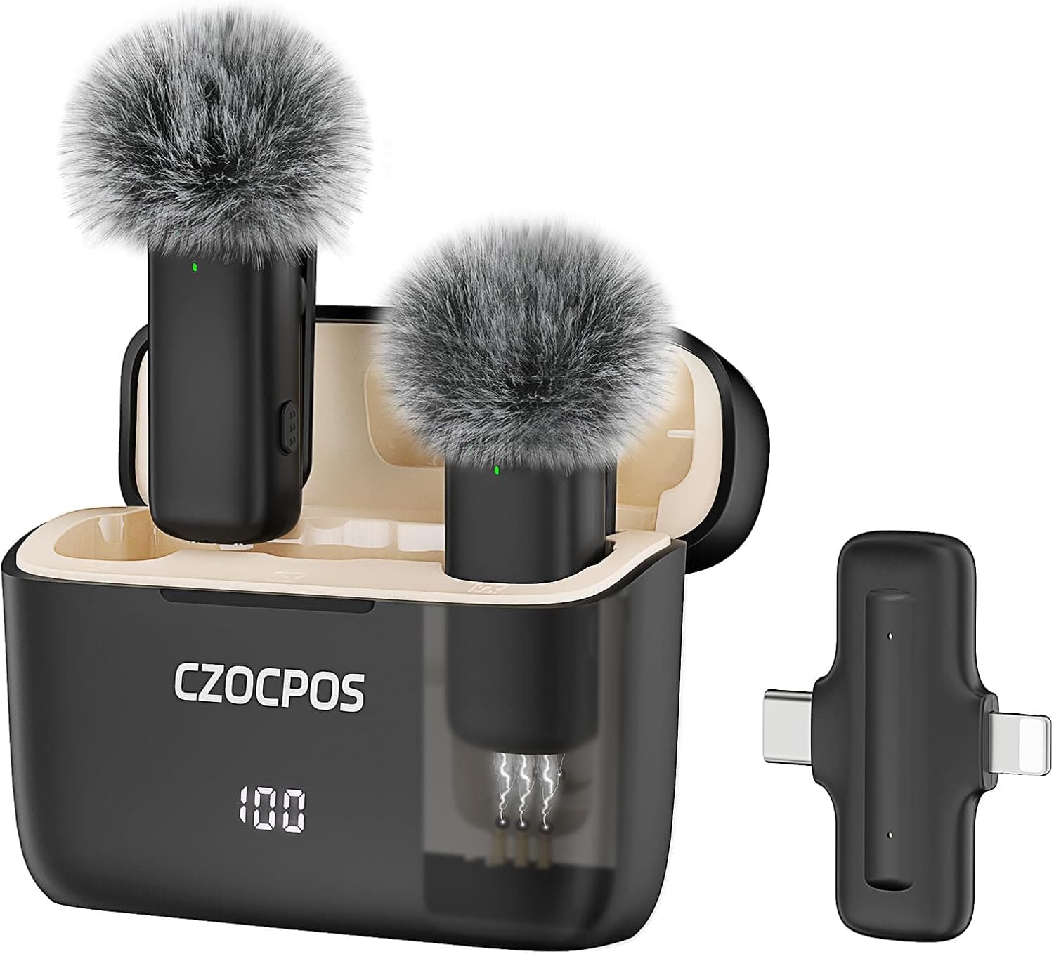 Wireless Lavalier Microphone for iPhone iPad Android with Charging Case,Lapel Mic with Noise Reduction,36H Battery Life, 135ft Range, Mini Microphone for Video Recording,YouTube,Vlog,Live Streaming