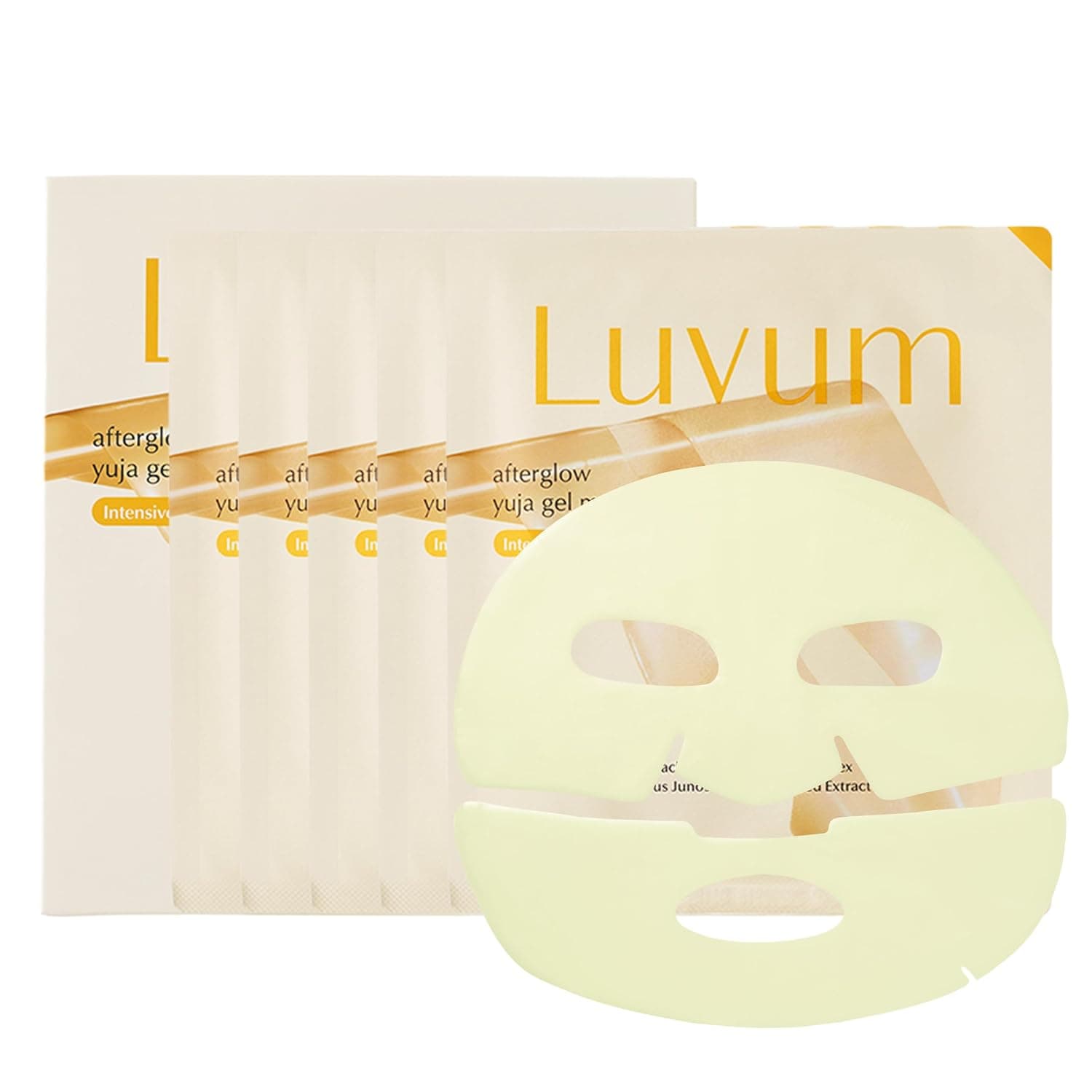 LUVUM Afterglow Yuja Gel Mask, Vitamin C, Overnight Hydrogel Mask, 4+1 Pack