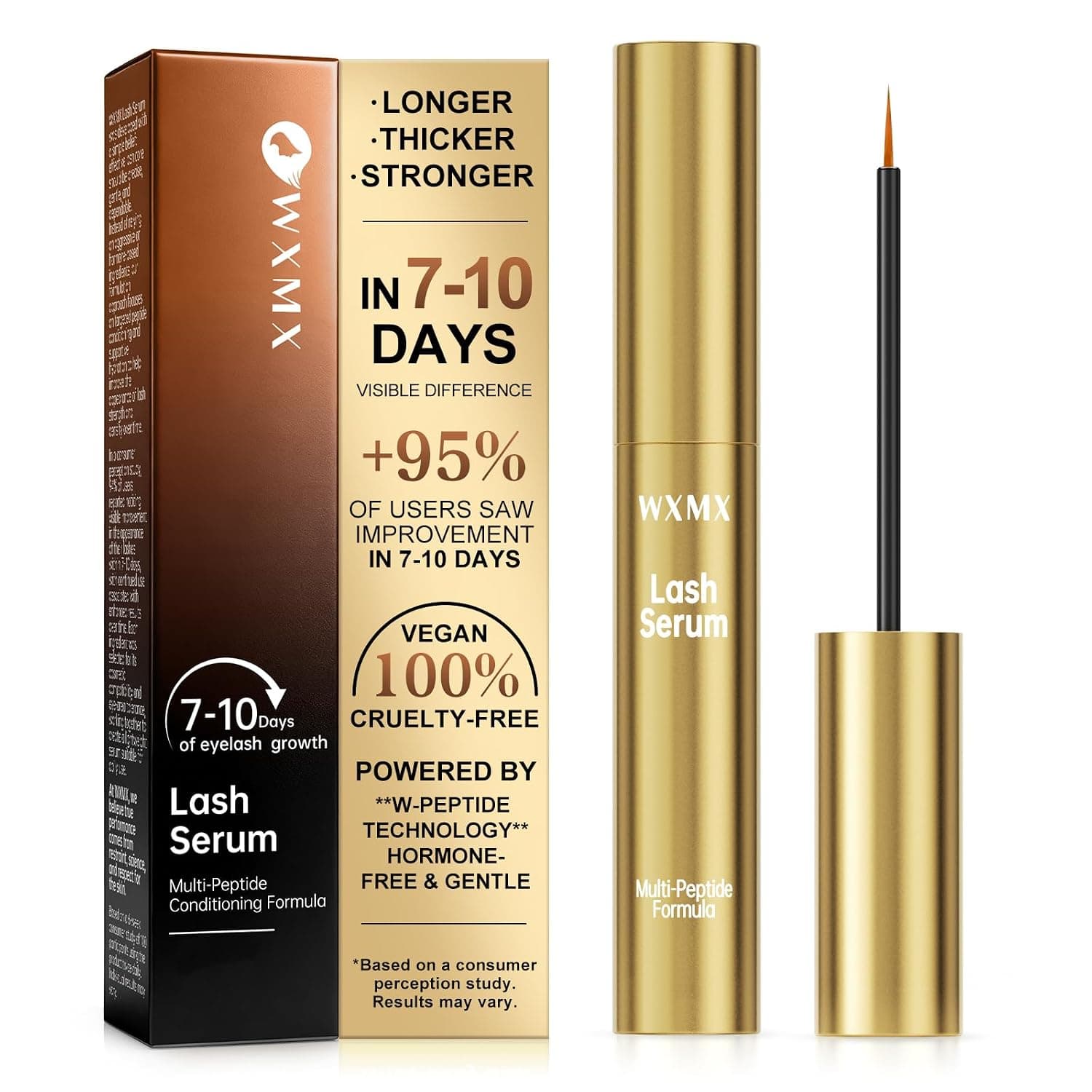 Lash Serum for Eyelash Growth – Visible Results in 7 Days, Powered by W-Peptide Technology, Enhance Lash Volume Naturally – Zero Hormones, Gentle for Sensitive Eyes
