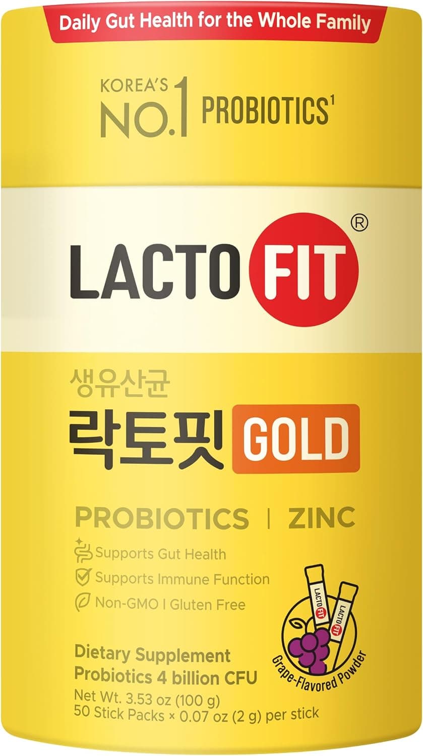 LACTO-FIT Chongkundang Healthcare Gold Probiotic 50 Pack Powder Sticks – Multi Strain Daily Probiotics with Prebiotics and Postbiotics for Everyday Wellness