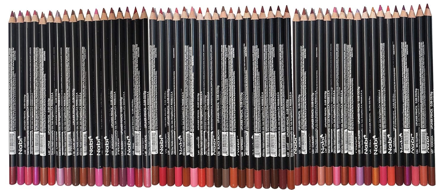 Nabi Lip Liner Pencil Set - 54 Pcs Lip Pencil Bulk Pack | Long Lasting Lip Liner for Women | Assorted Colors Makeup Lip Liners | Professional Quality 1