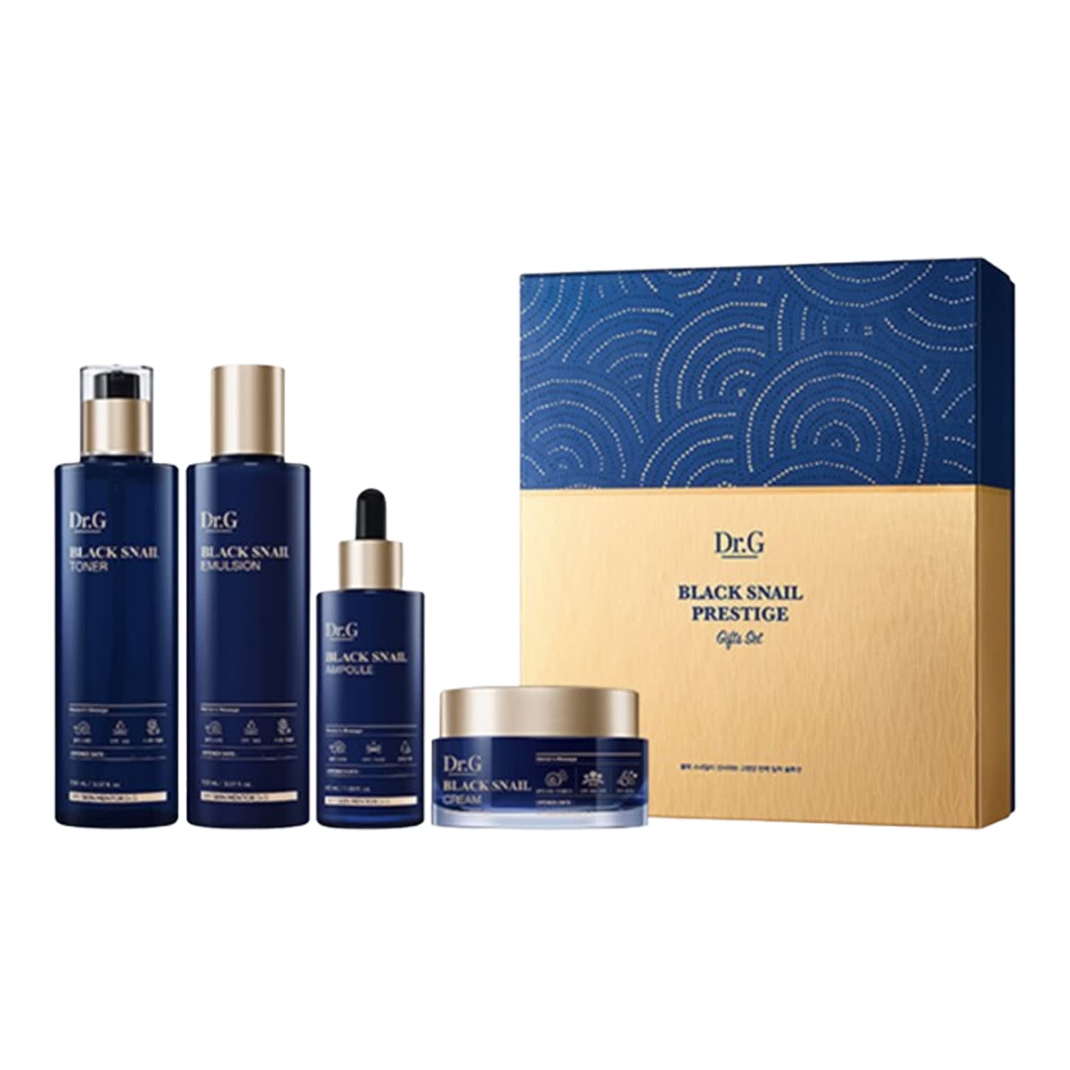Dr.G Black Snail Prestige 4-Piece Full Set (Toner 150ml + Emulsion 150ml + Ampoule 50ml + Cream 50ml)